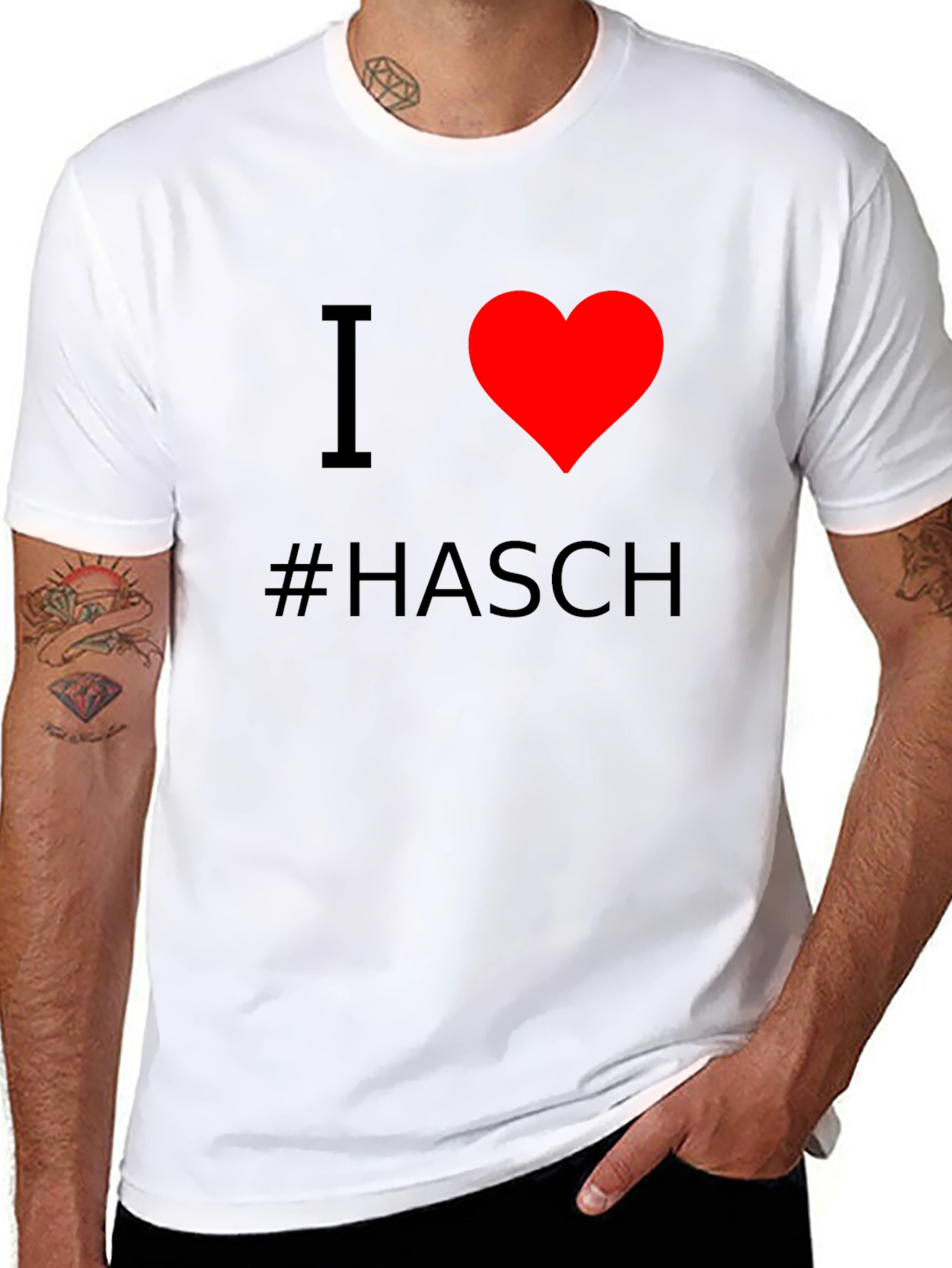Black I Heart #Hasch T-Shirt - Black Cotton Casual Tee view 8