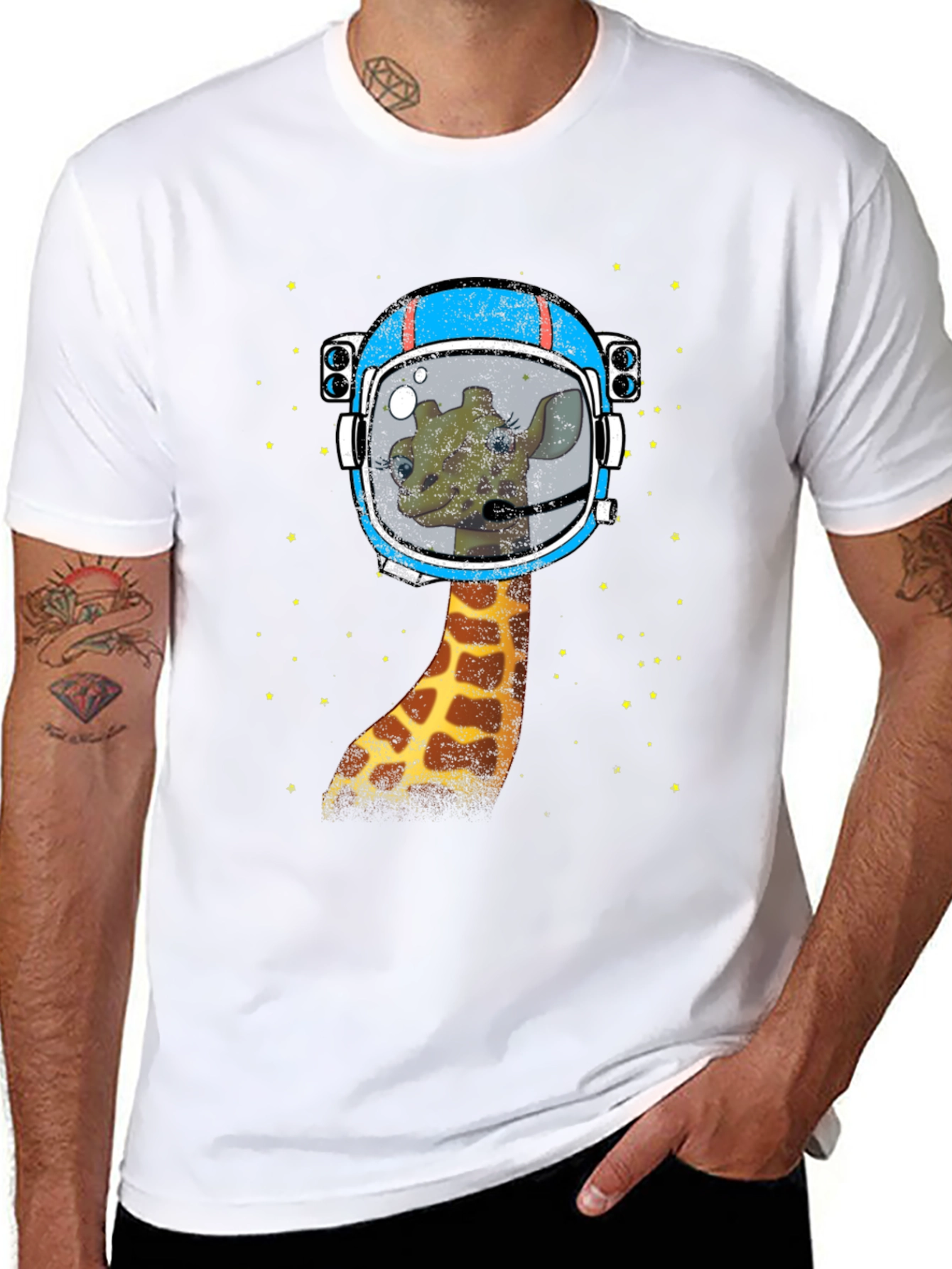 Black Giraffe Astronaut Graphic T-Shirt - Space Explorer view 8