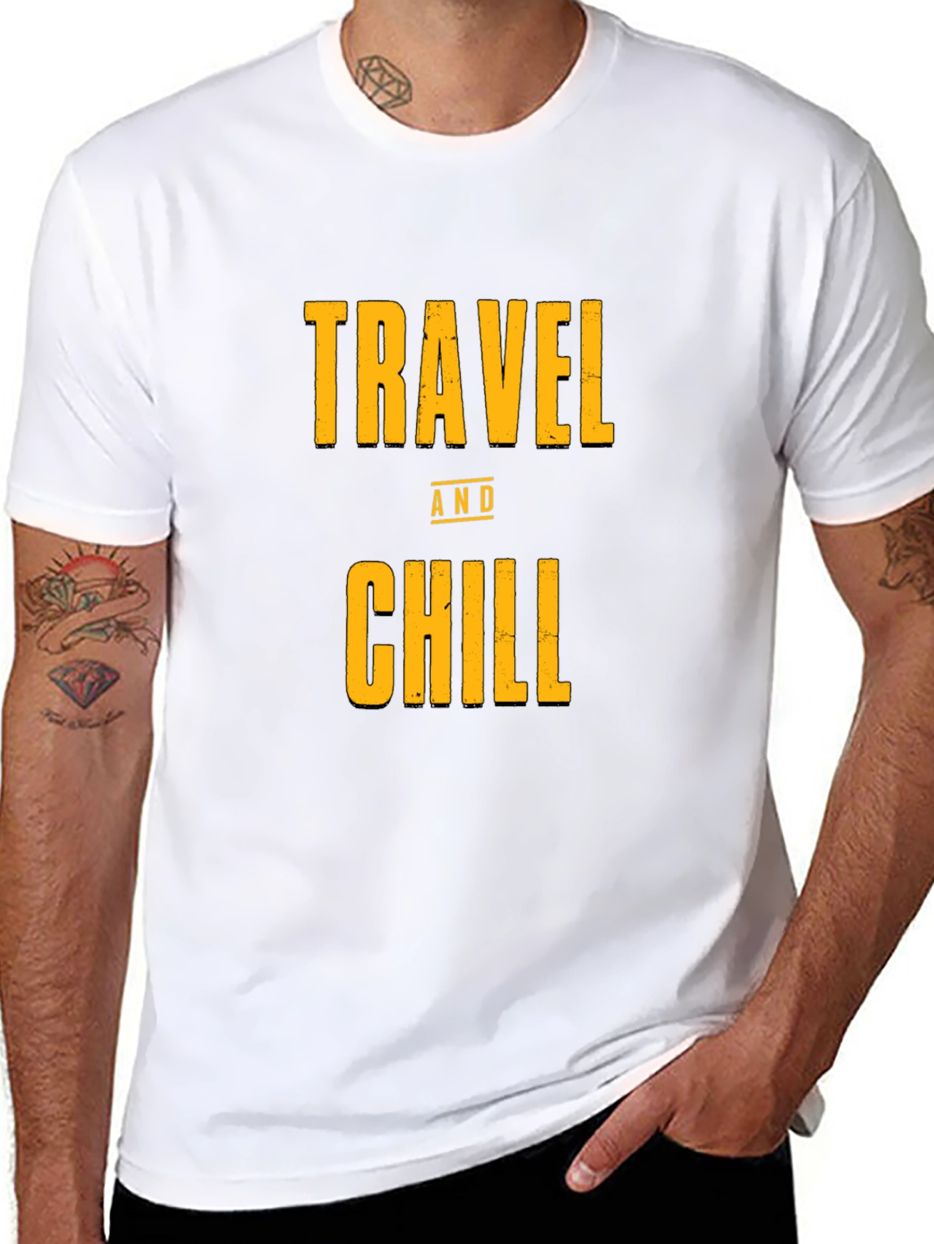 Black Travel and Chill Black Graphic Tee view 8