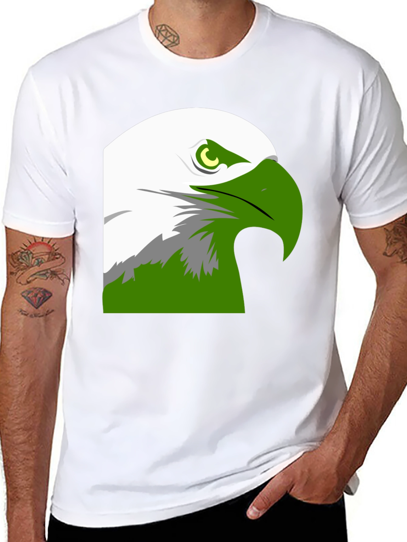 Black Bold Eagle Graphic Tee - Black Cotton Blend view 8