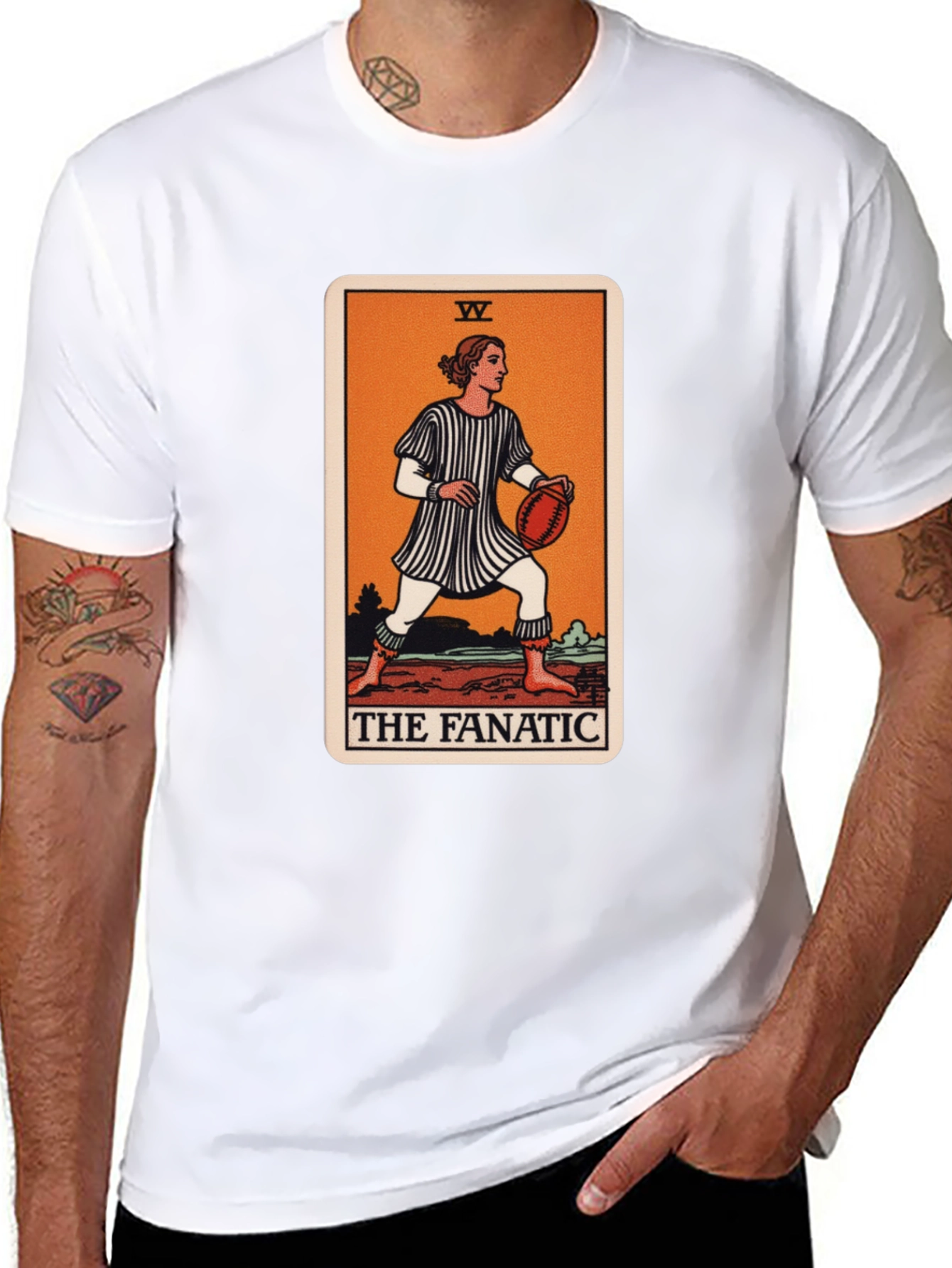 Black The Fanatic Tarot Card Graphic T-Shirt view 8