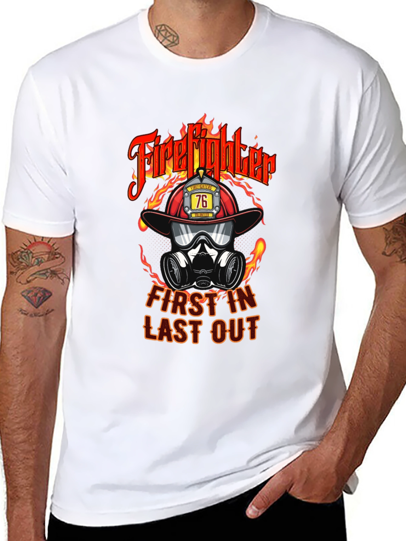 Black Firefighter First In Last Out Graphic T-Shirt view 8