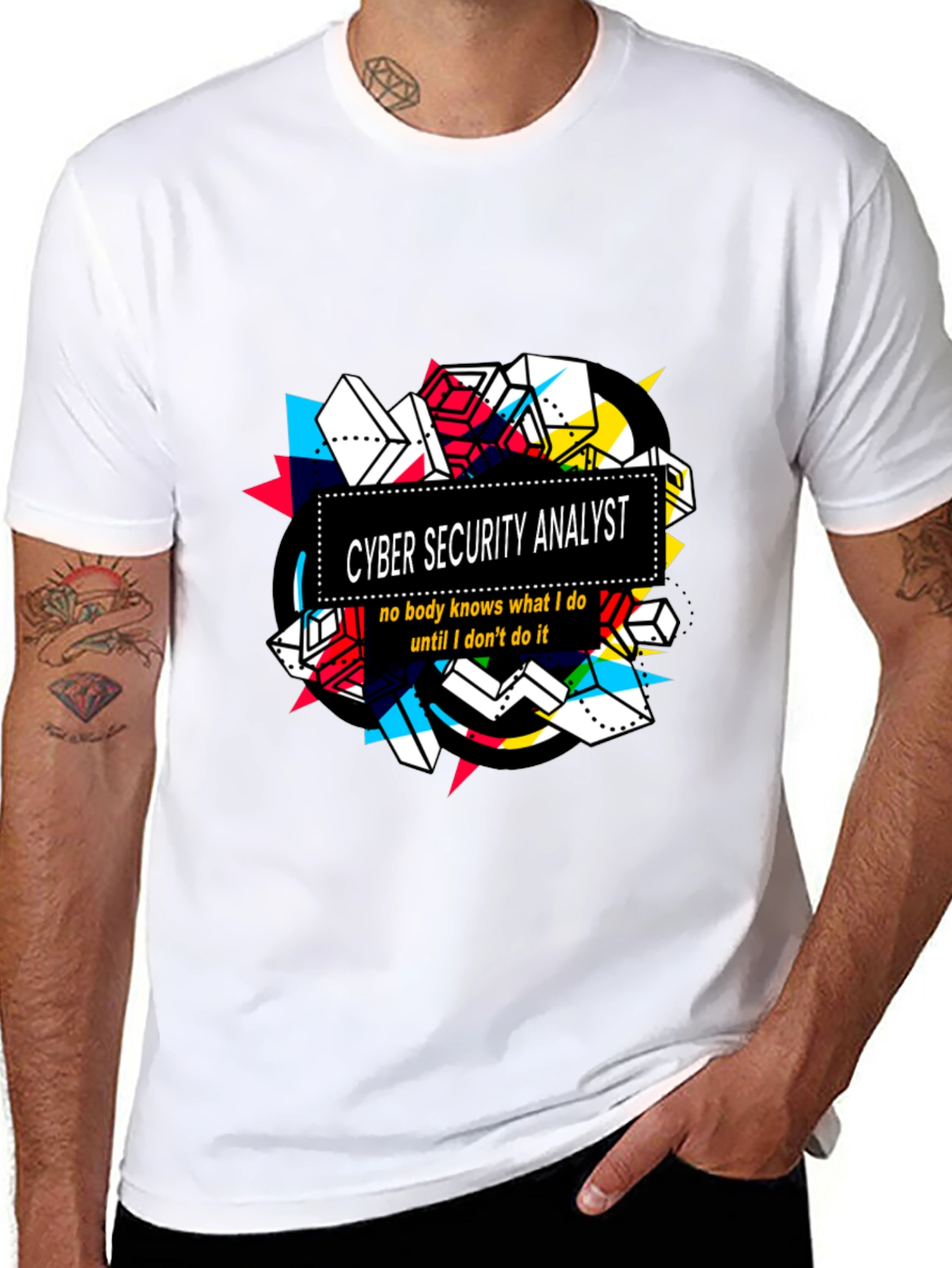Black Cyber Security Analyst Graphic T-Shirt view 8