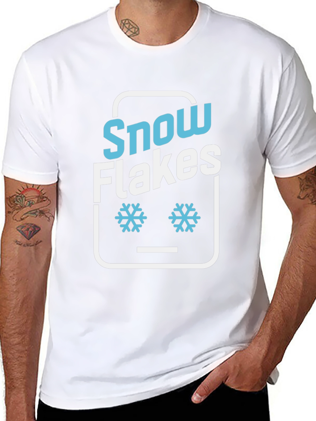 Black Snowflakes Graphic Tee - Fun Winter Design view 8