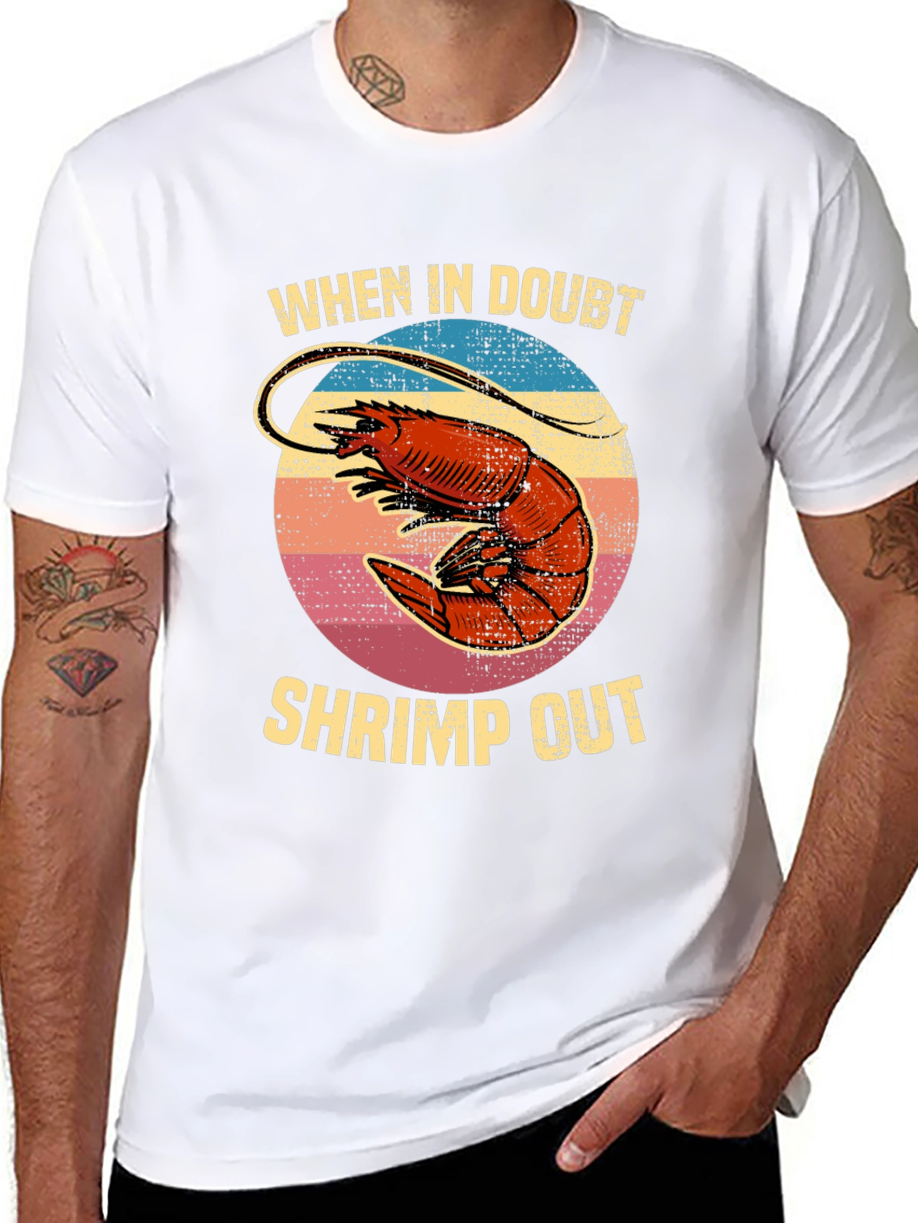 Black Shrimp Out T-Shirt - Funny Seafood Graphic Tee view 8