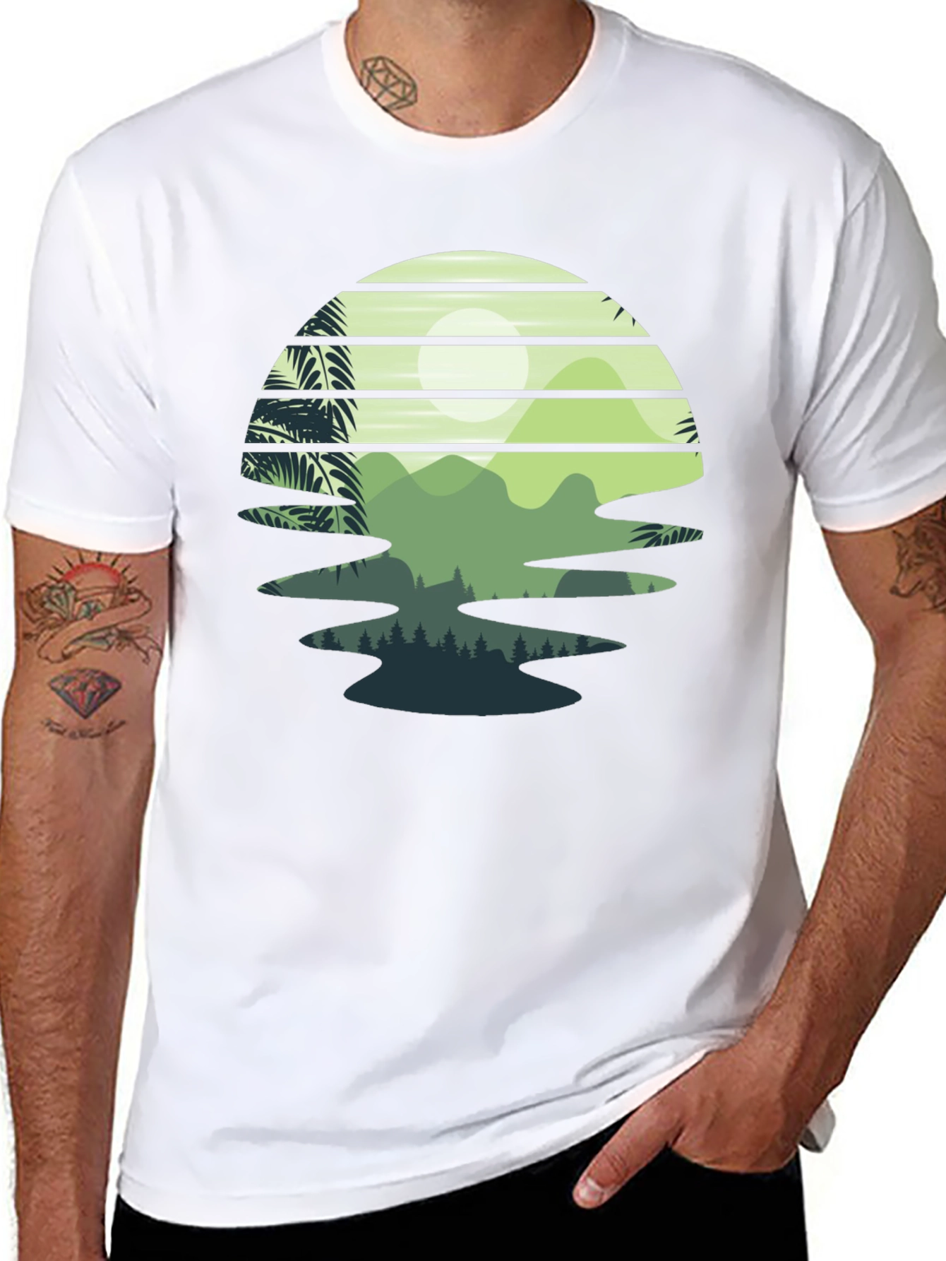 Black Retro Sunset Landscape Graphic Tee view 8