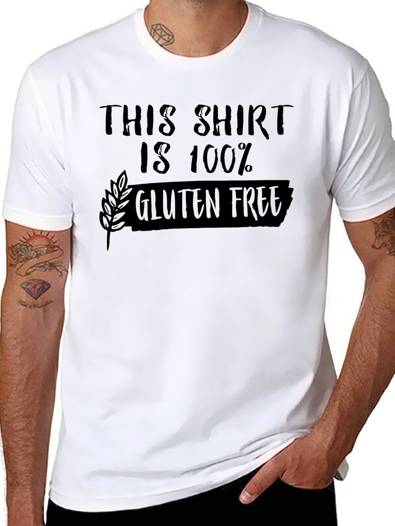 Black 100% Gluten Free Novelty T-Shirt view 8