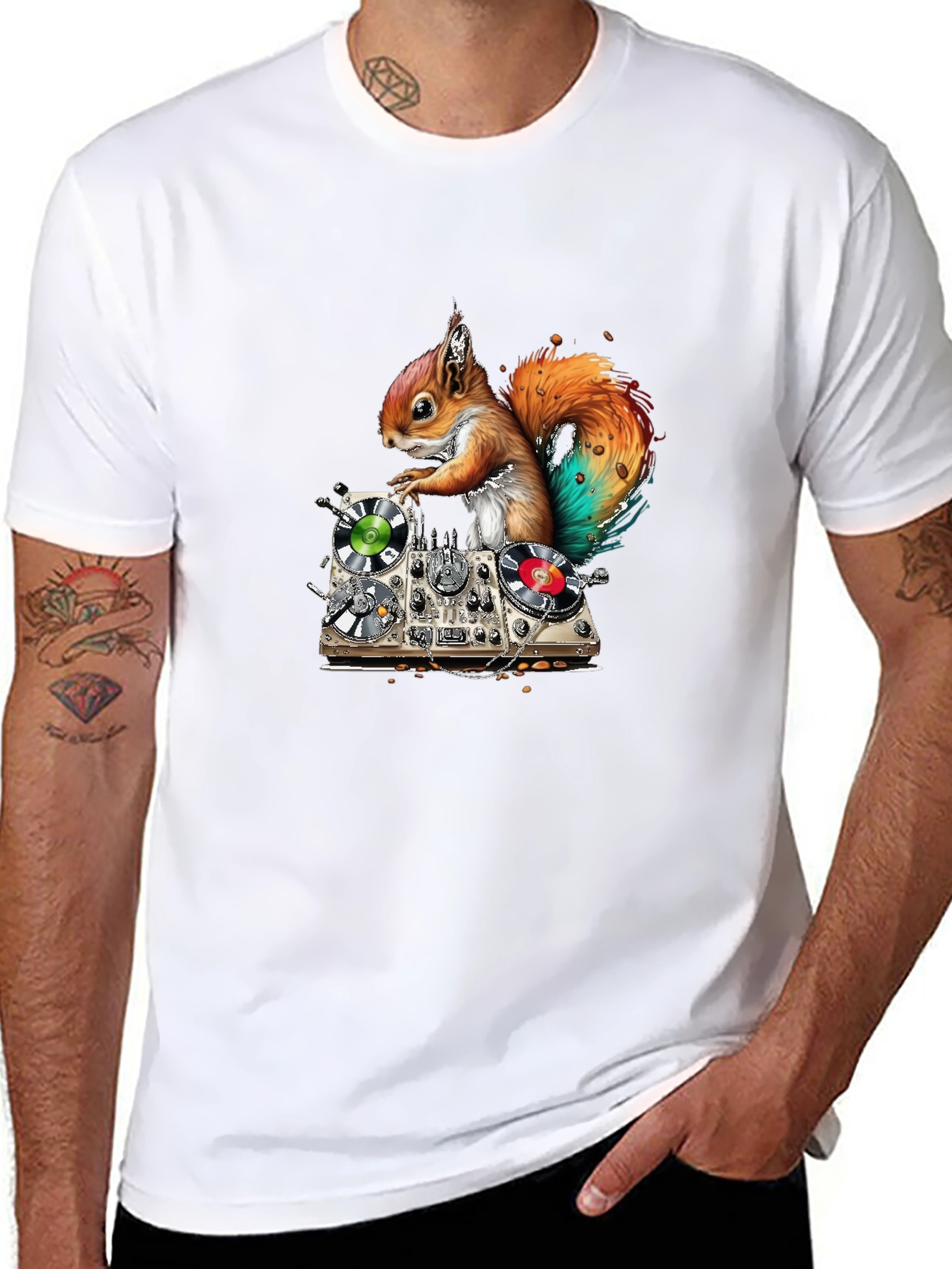 Black DJ Squirrel Graphic T-Shirt view 8