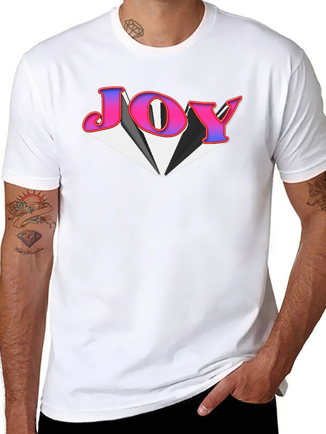 Black Joy Graphic Tee - Black Cotton Blend T-Shirt view 8