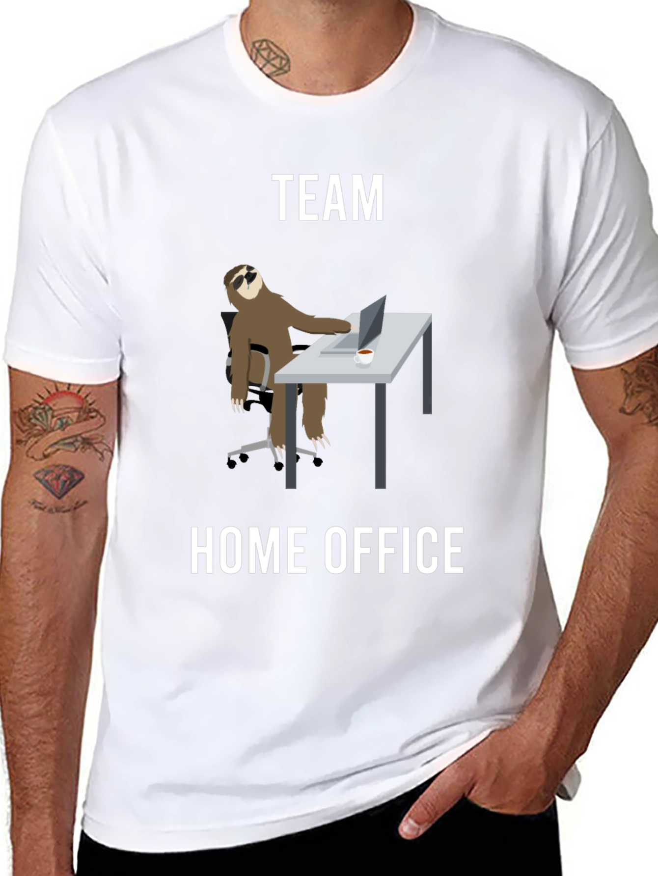 Black Team Home Office Sloth T-Shirt - Funny Work From Home Tee view 8