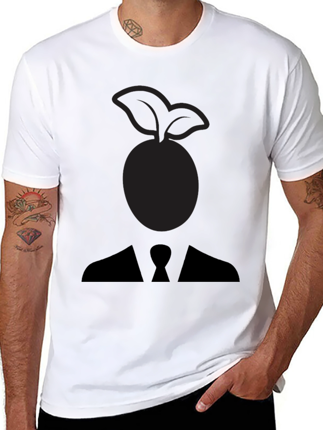 Black Abstract Fruit Head Silhouette Graphic Tee view 8