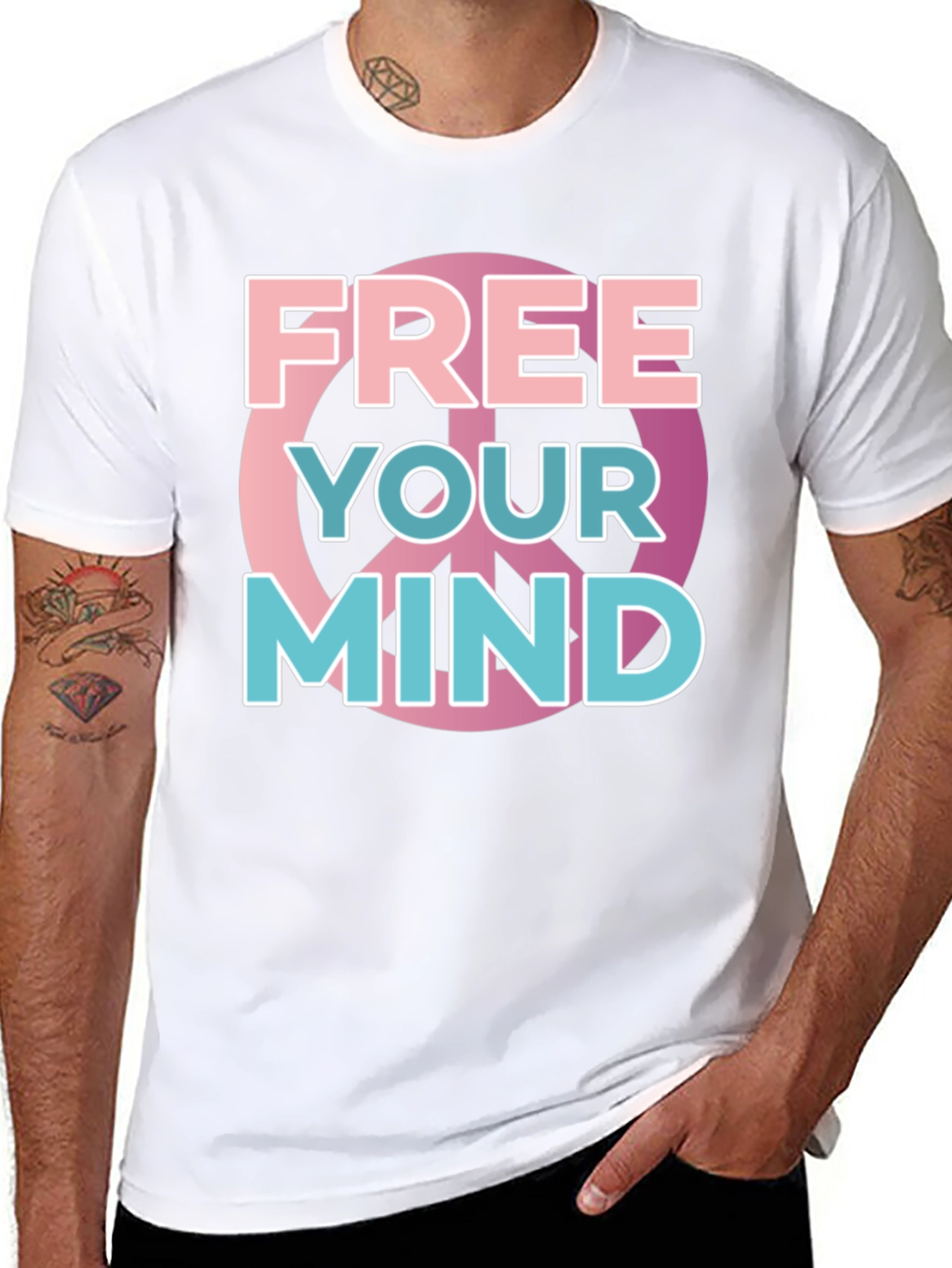 Black Free Your Mind Graphic Tee - Black Cotton Blend view 8