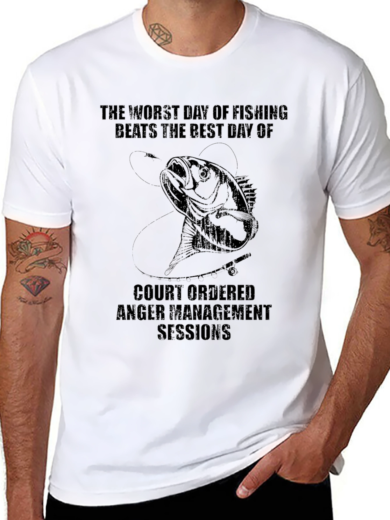 Black Funny Fishing T-Shirt - Anger Management view 8