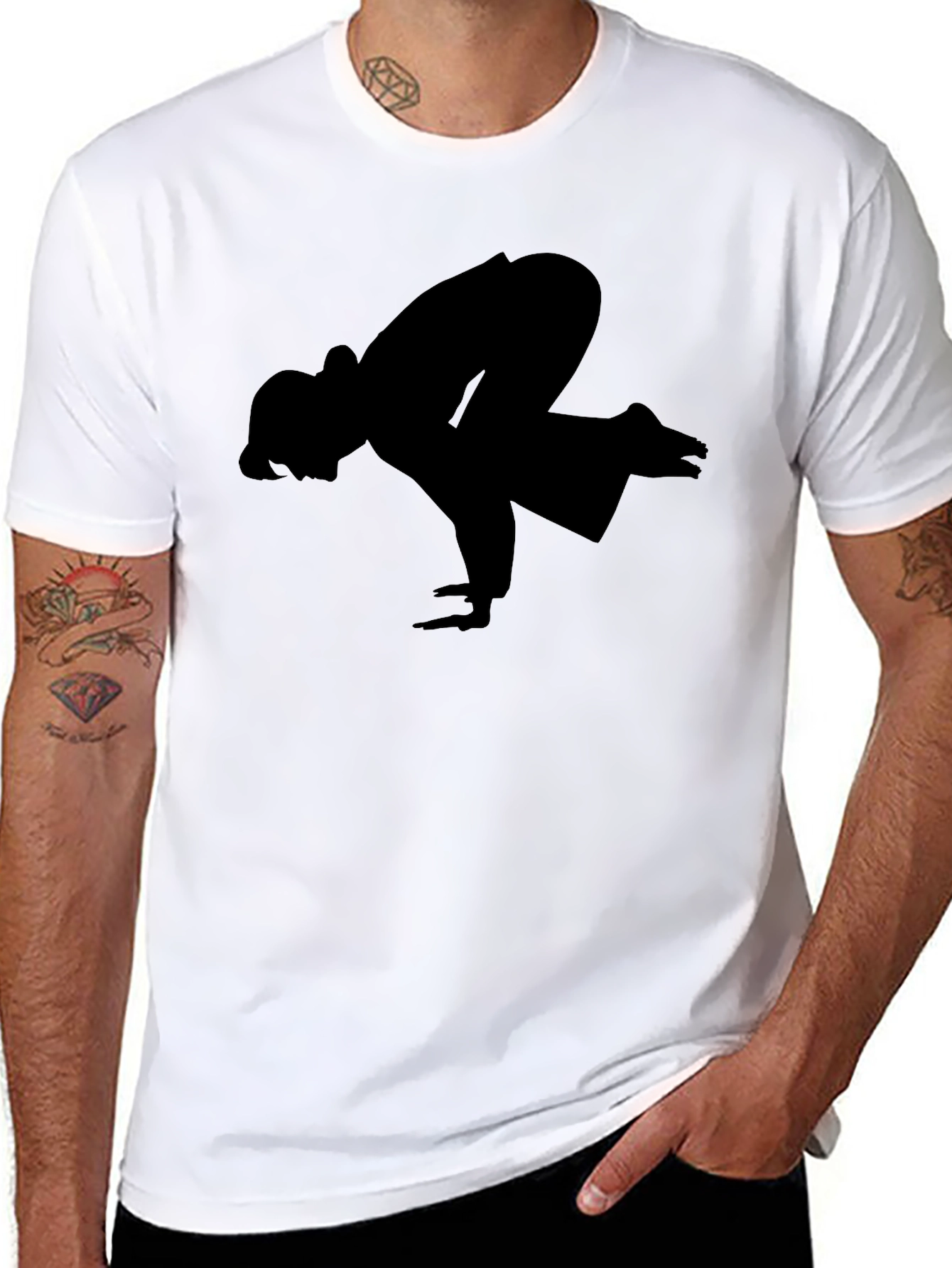 Black Crow Pose Yoga Black T-Shirt view 8