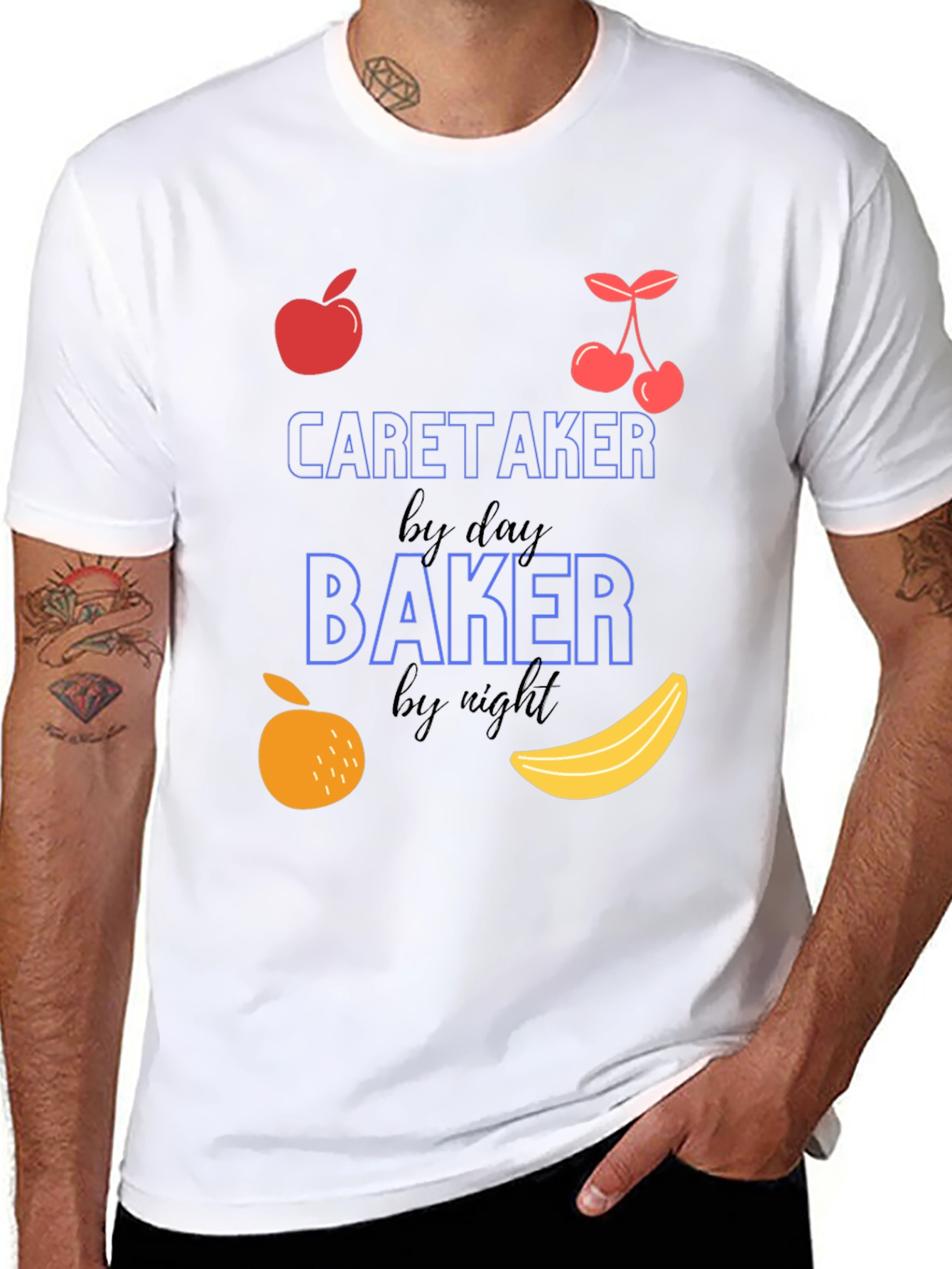 Black Caretaker by Day, Baker by Night Graphic Tee view 8