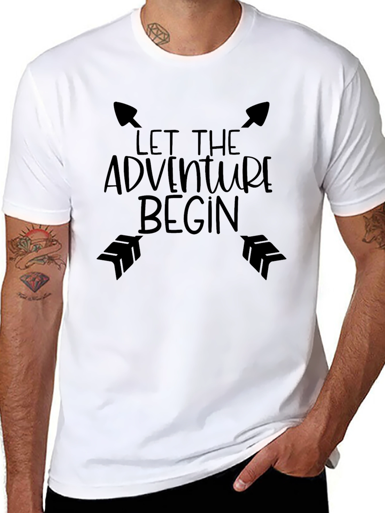 Black Adventure Begins Graphic Tee - Black view 8