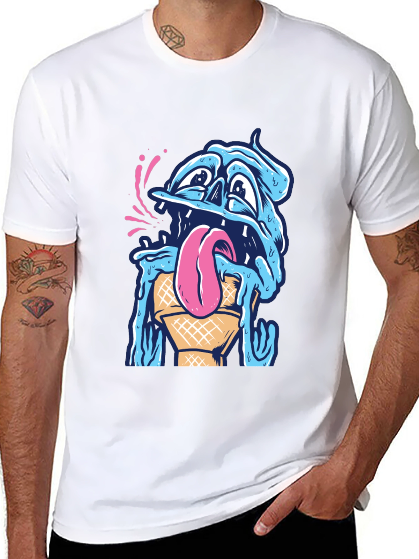 Black Melting Ice Cream Monster Graphic Tee view 8