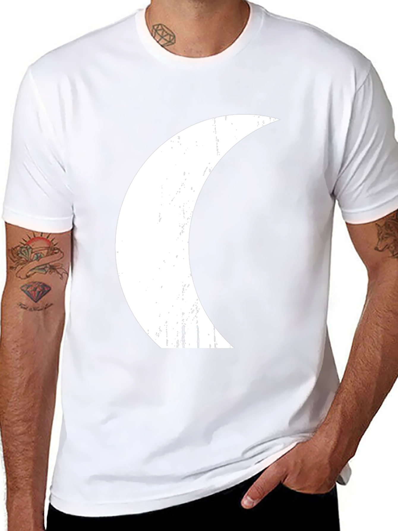 Black Crescent Moon Graphic Black T-Shirt view 8