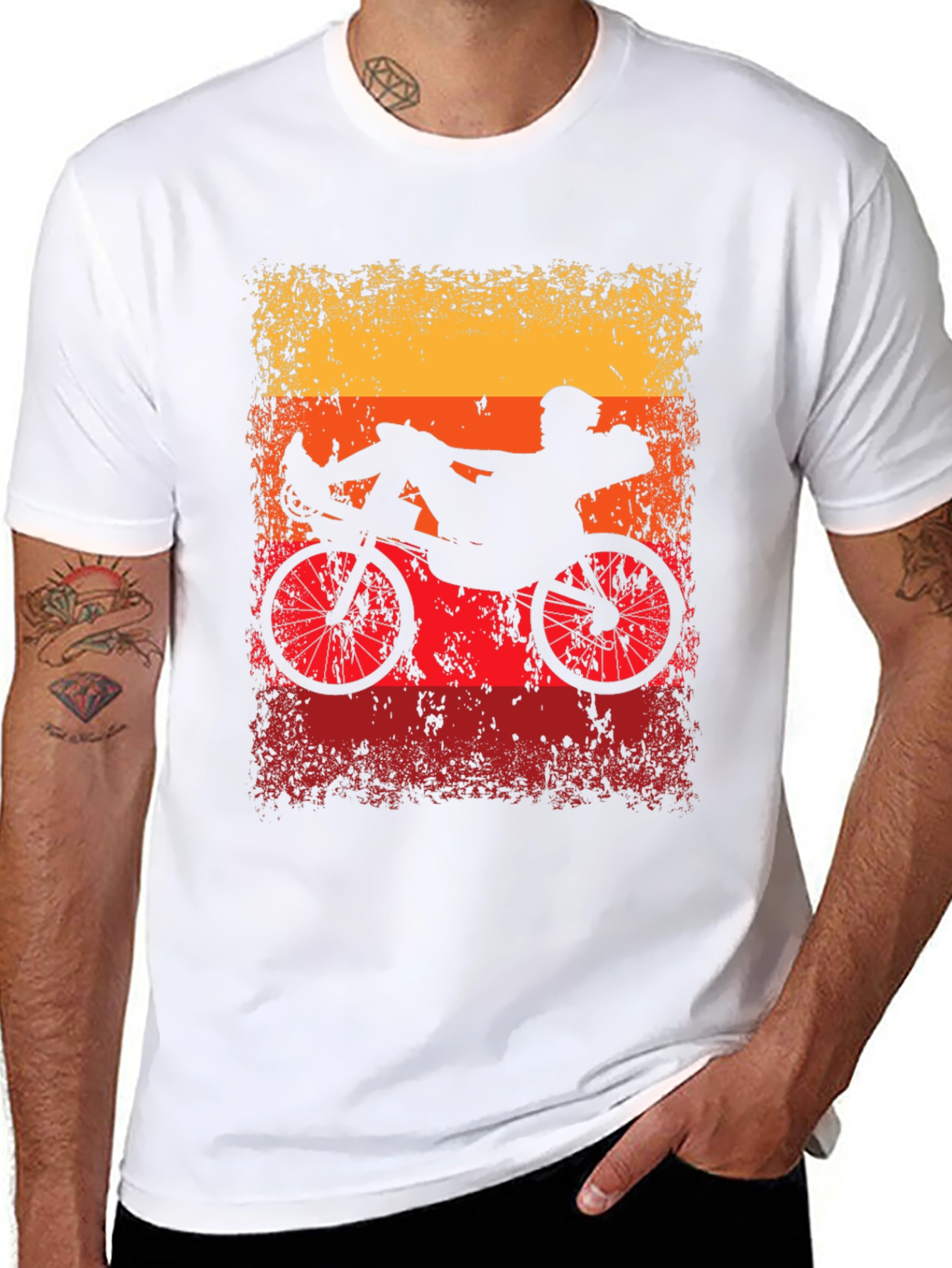 Black Recumbent Bike Silhouette Graphic Tee view 8