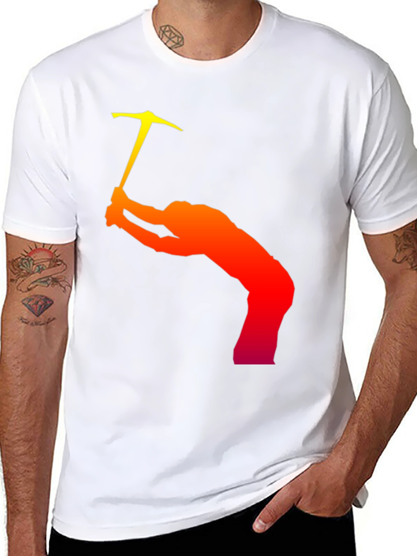 Black Climbing Silhouette Graphic T-Shirt - Black Cotton Tee view 8