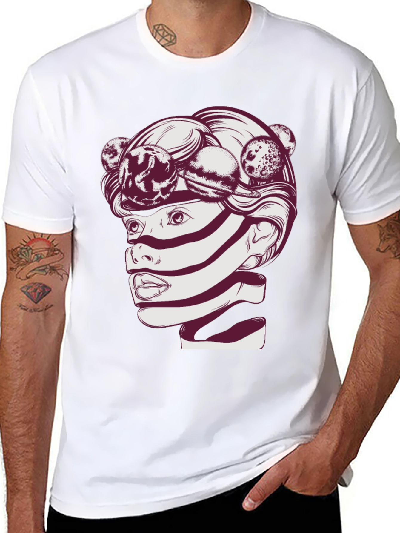 Black Unique Graphic Print Crew Neck T-Shirt view 8