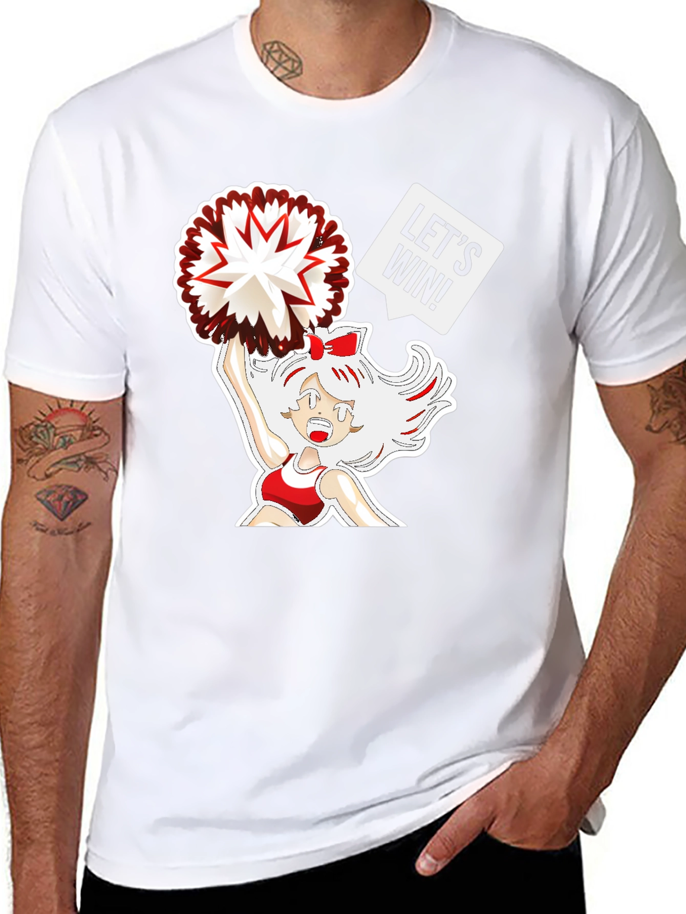 Black Cheerleader Graphic T-Shirt - Let's Win! view 8