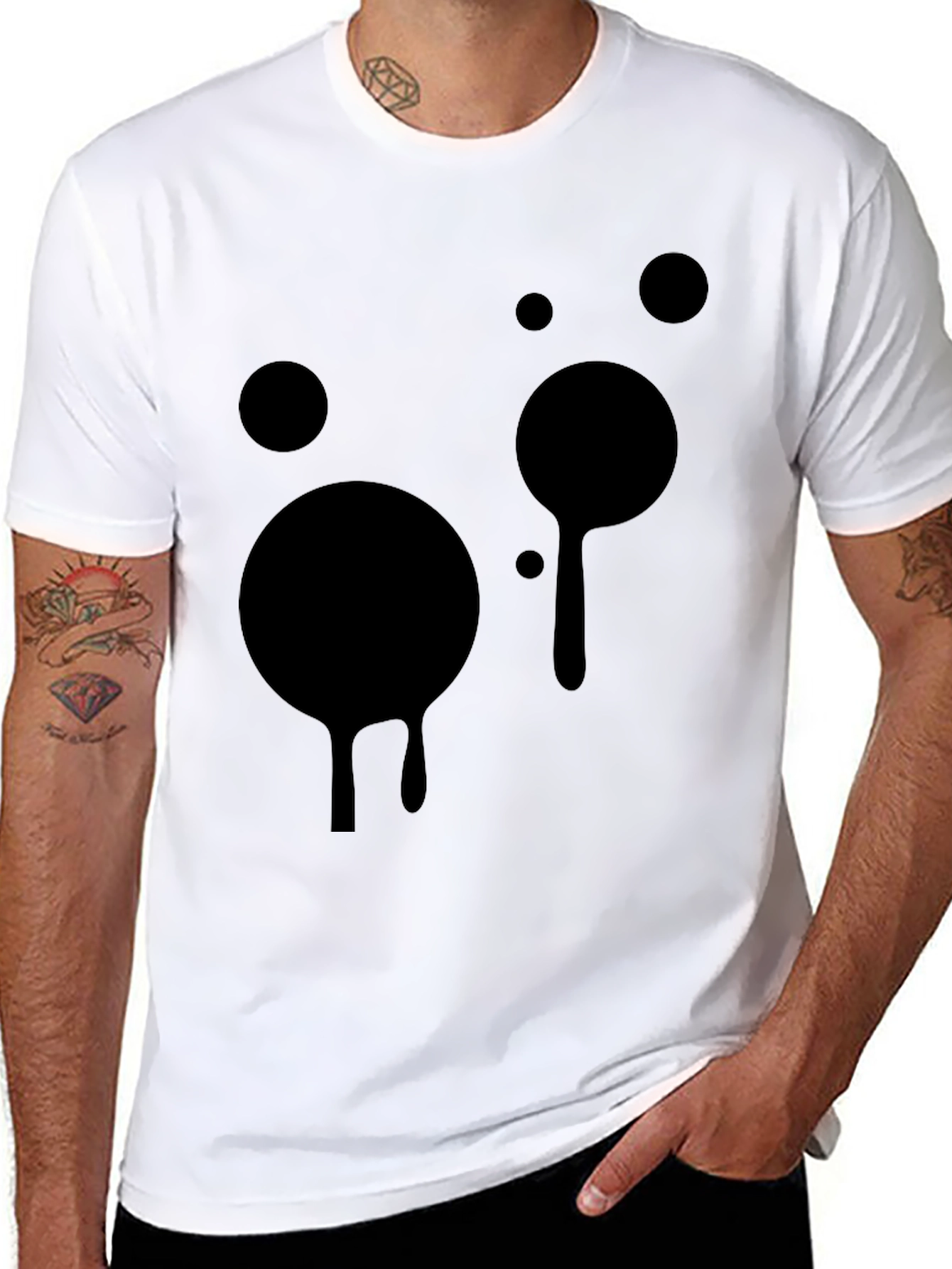 Black Abstract Drip Tee - Modern Graphic Black T-Shirt view 8