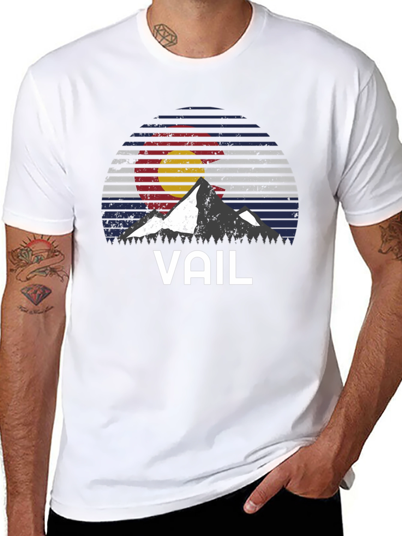 Vail Colorado Flag Mountain Graphic T-Shirt - 8