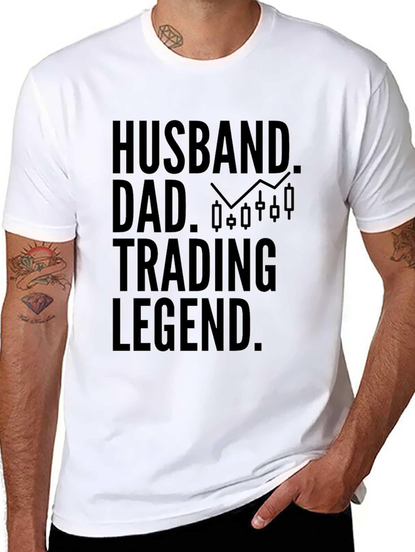 Black Husband Dad Trading Legend T-Shirt - Gift for Trader view 8