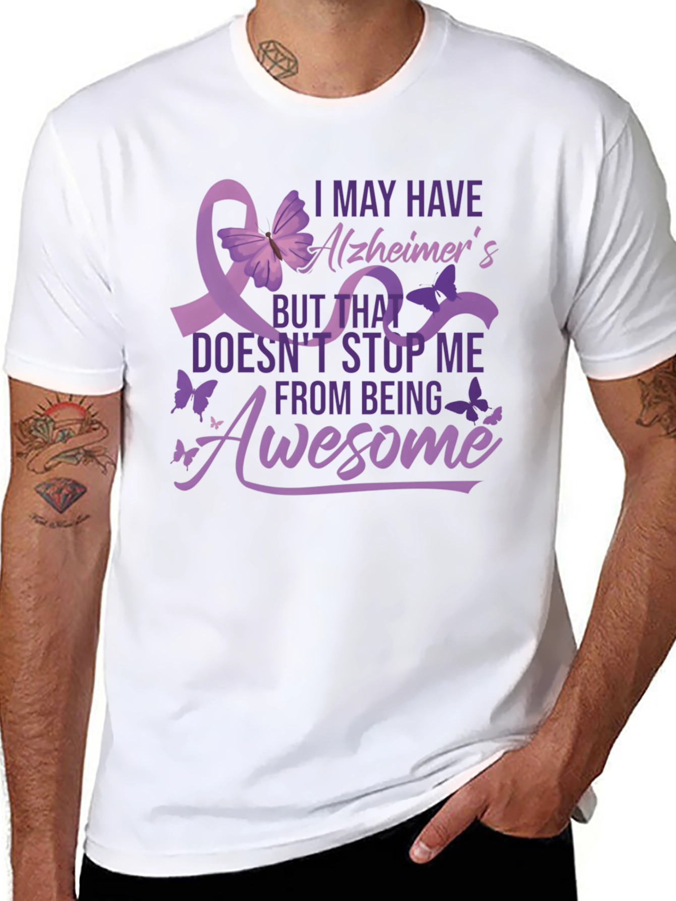 Black Alzheimer's Awareness T-Shirt - Awesome! view 8
