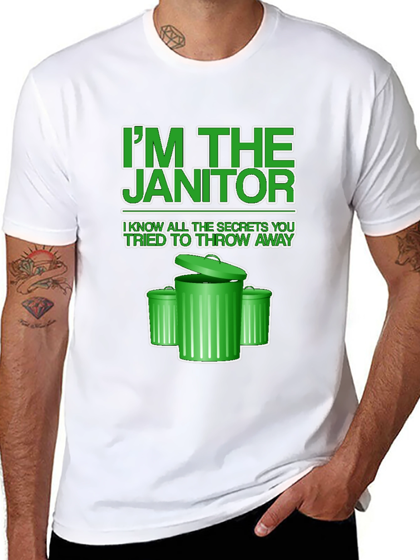 Black I'm the Janitor T-Shirt - Novelty Graphic Tee view 8