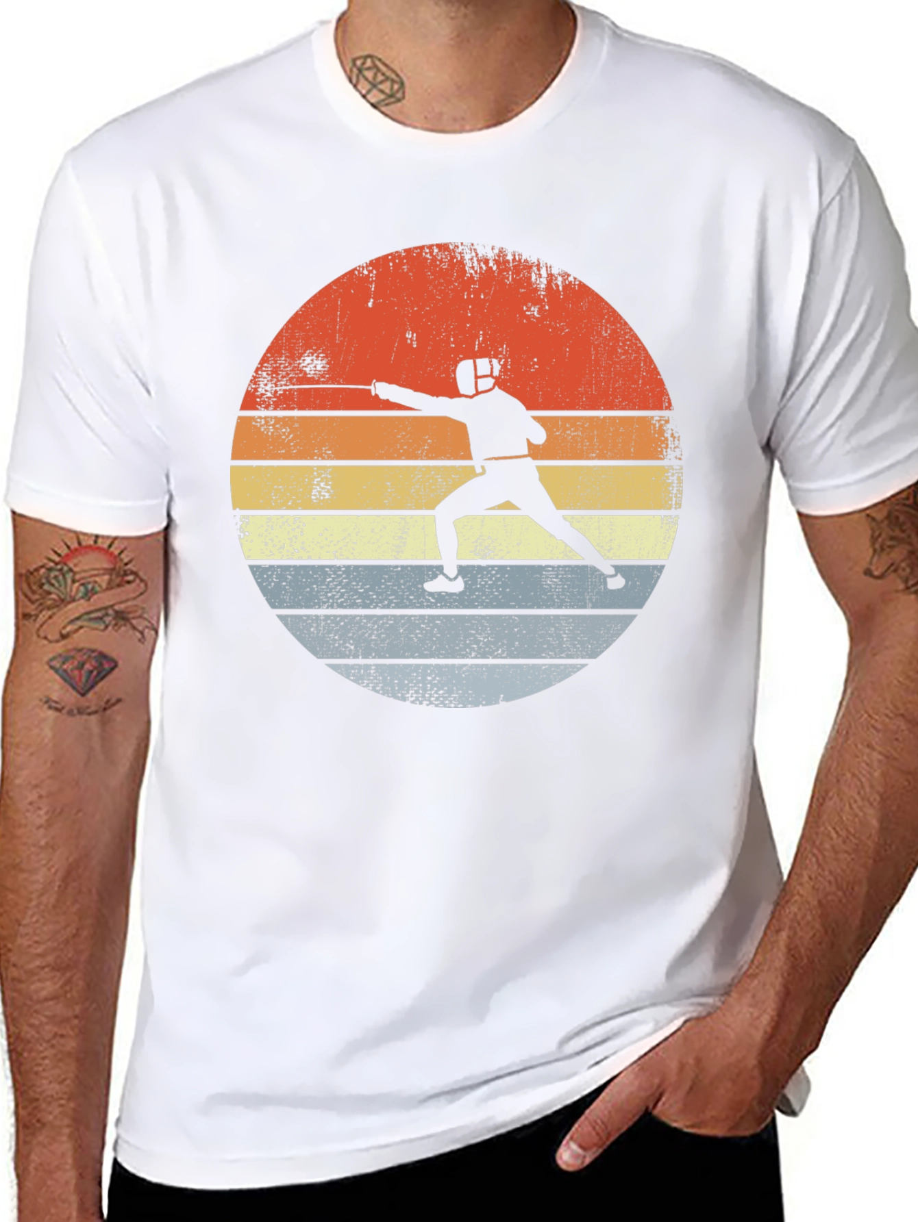 Black Fencing Sunset Graphic Tee - Retro Sportswear view 8