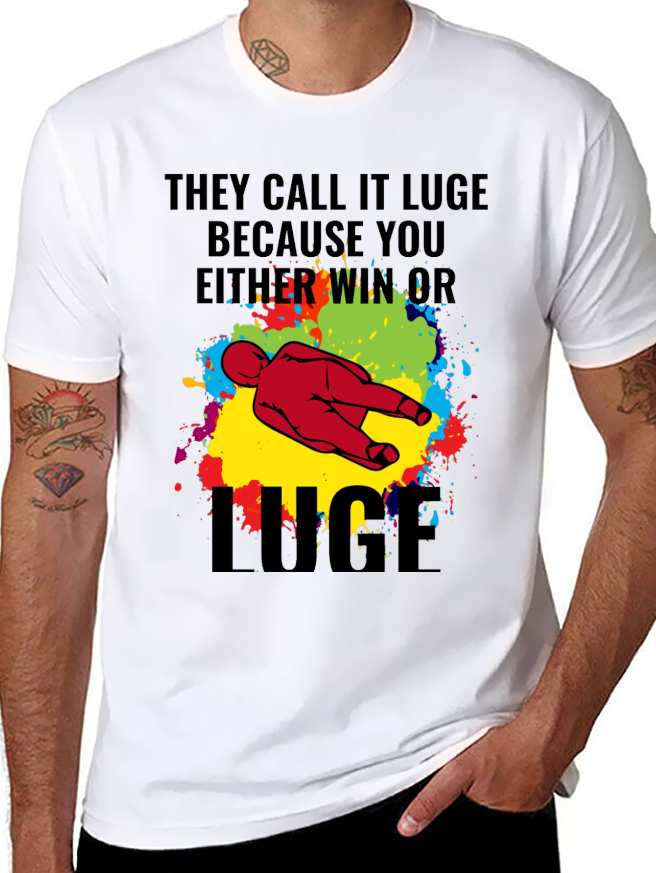 Black Funny Luge T-Shirt - Win or Luge Graphic Tee view 8