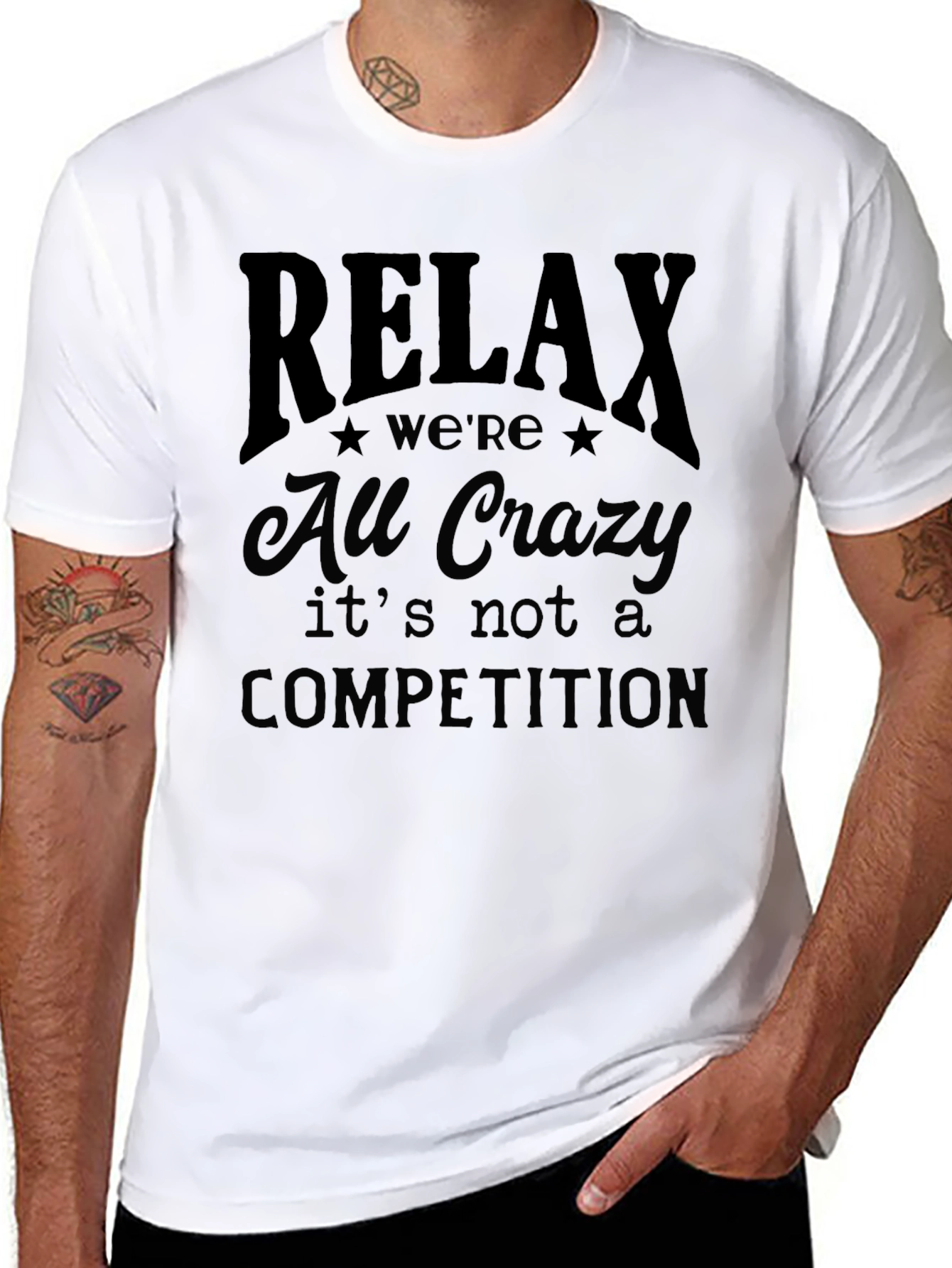 Black Relax We're All Crazy Graphic T-Shirt view 8