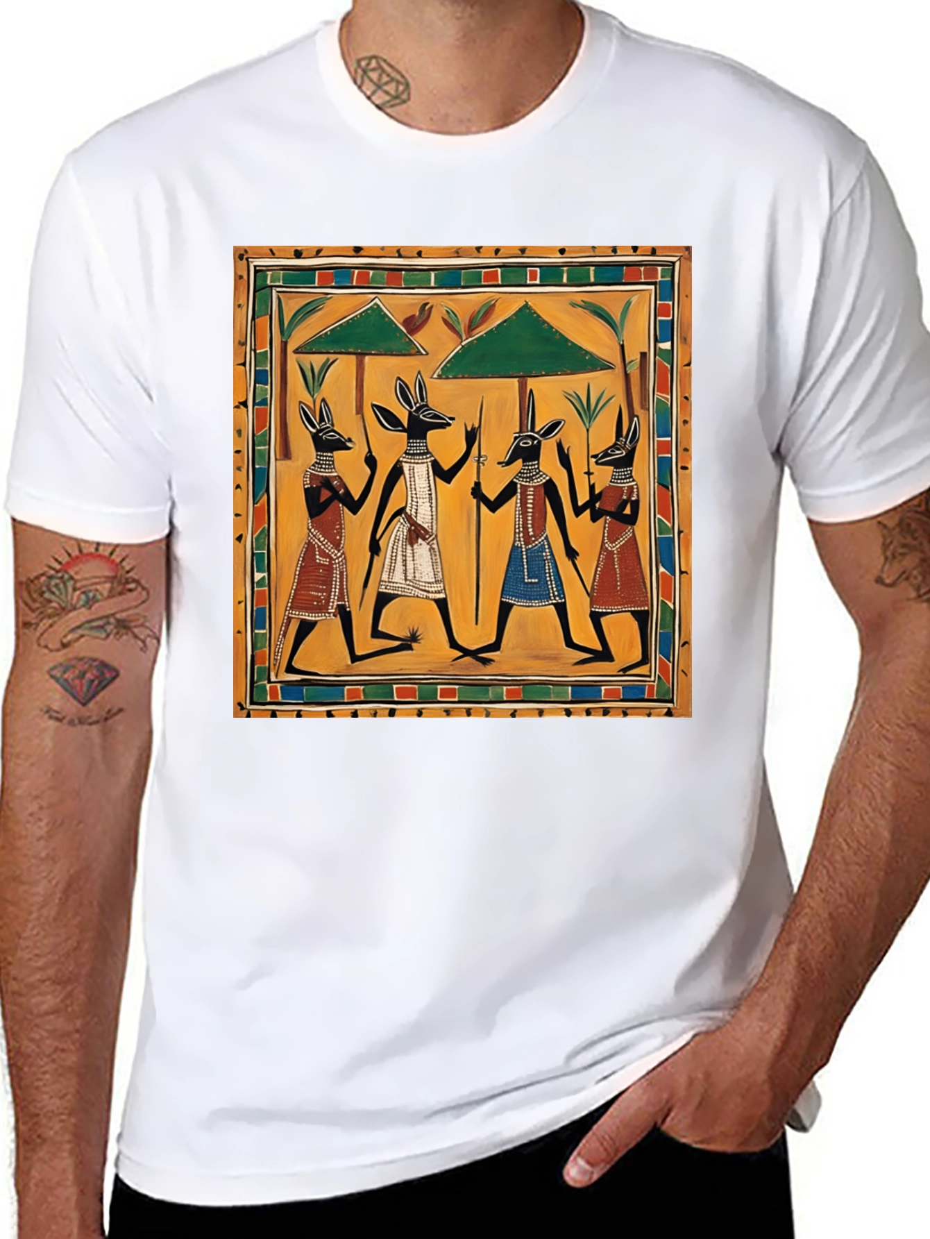 Black Egyptian Anubis Art Graphic Tee view 8
