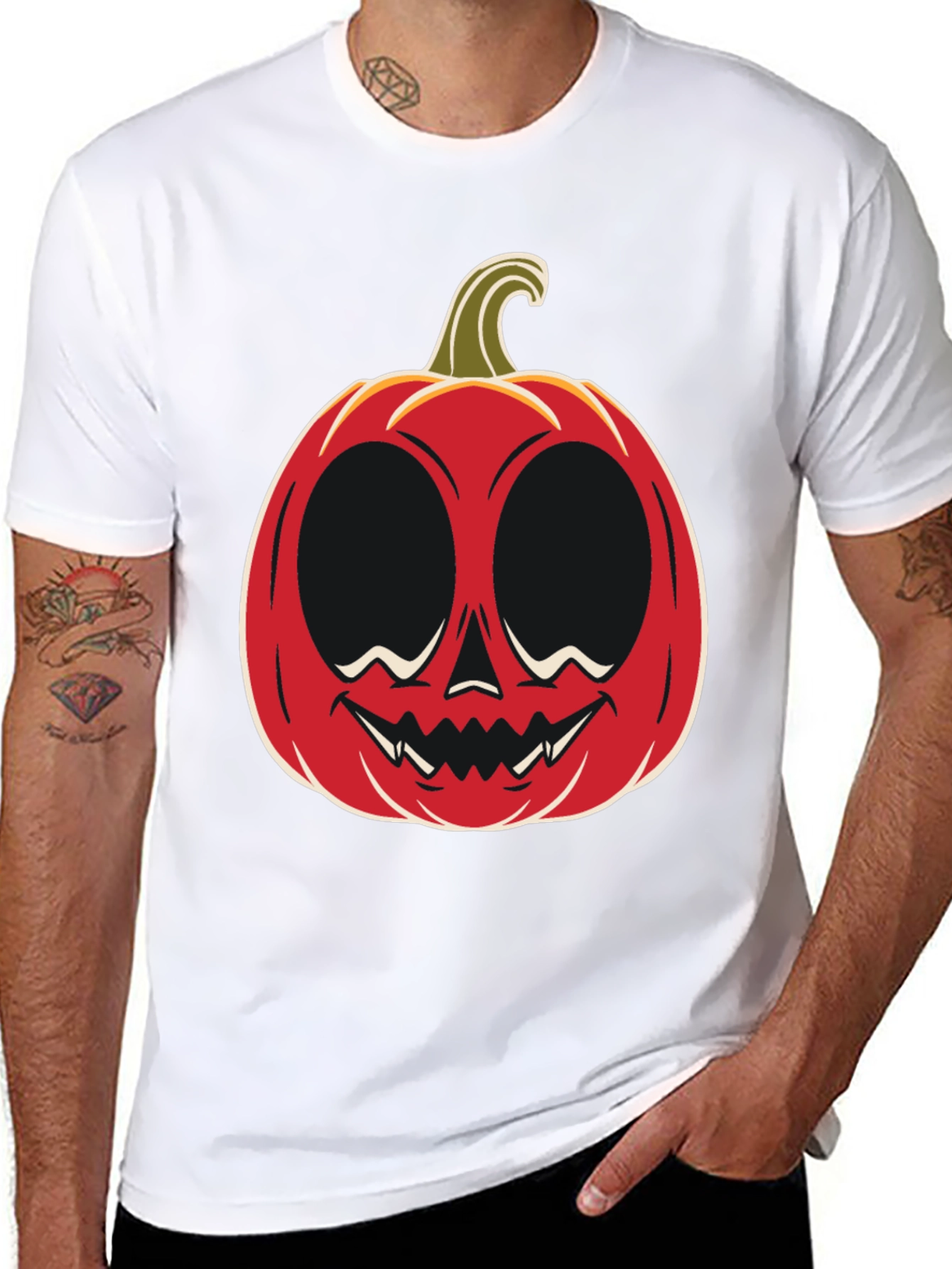 Black Halloween Pumpkin Face Graphic Tee view 8