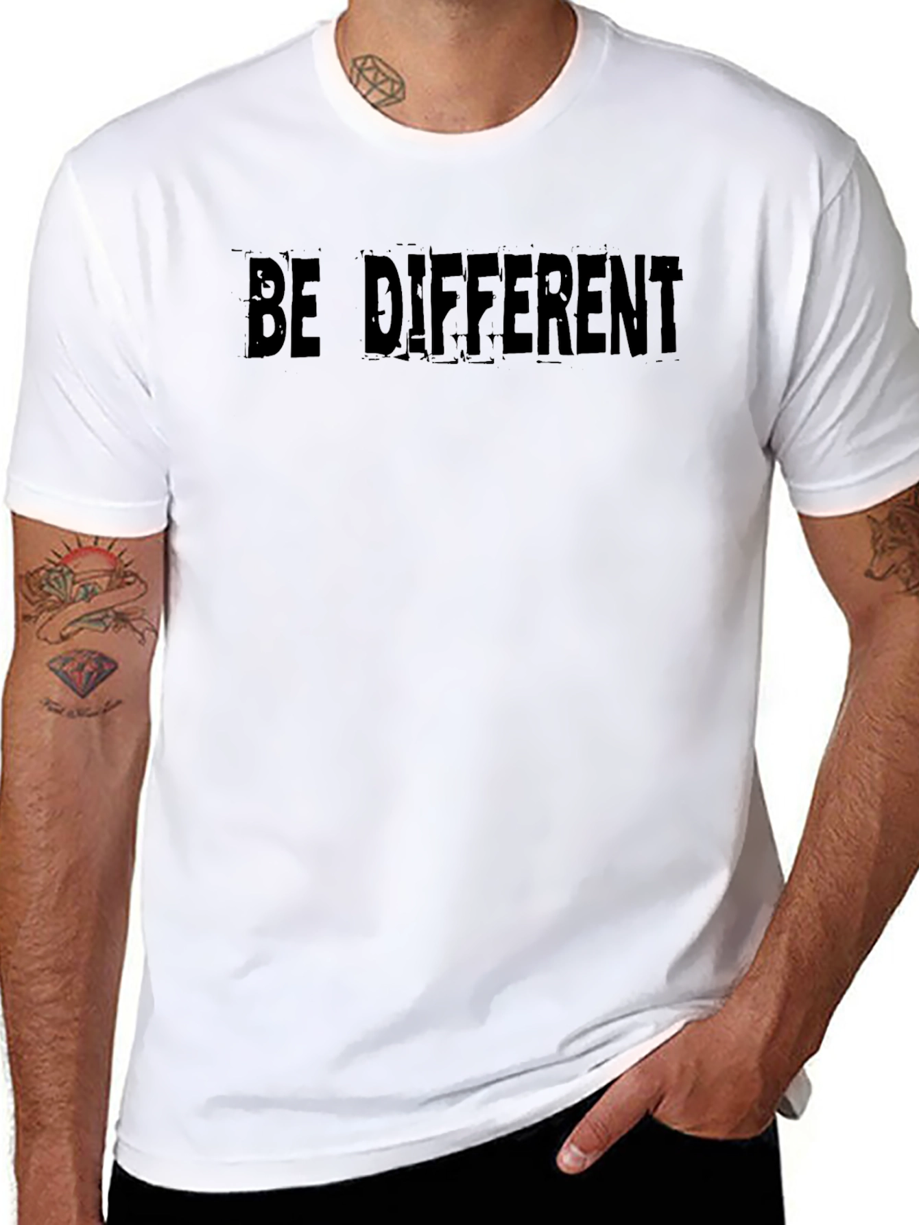 Black Be Different Graphic Tee - Soft Black T-Shirt view 8
