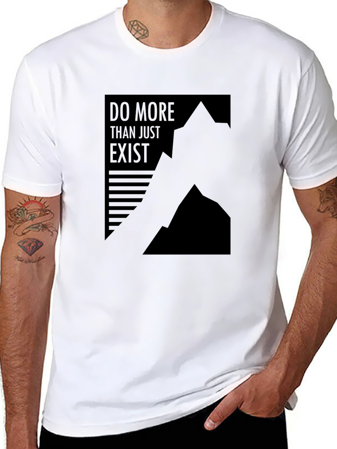 Black Motivational Graphic Tee - Do More Than Exist Black T-Shirt view 8