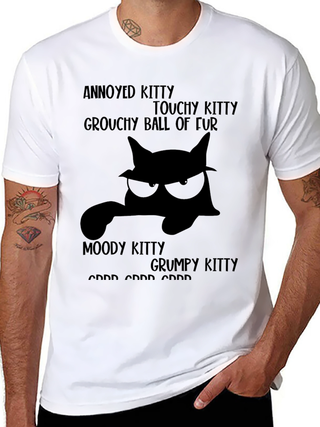 Black Grumpy Kitty T-Shirt - Annoyed Touchy Moody  view 8