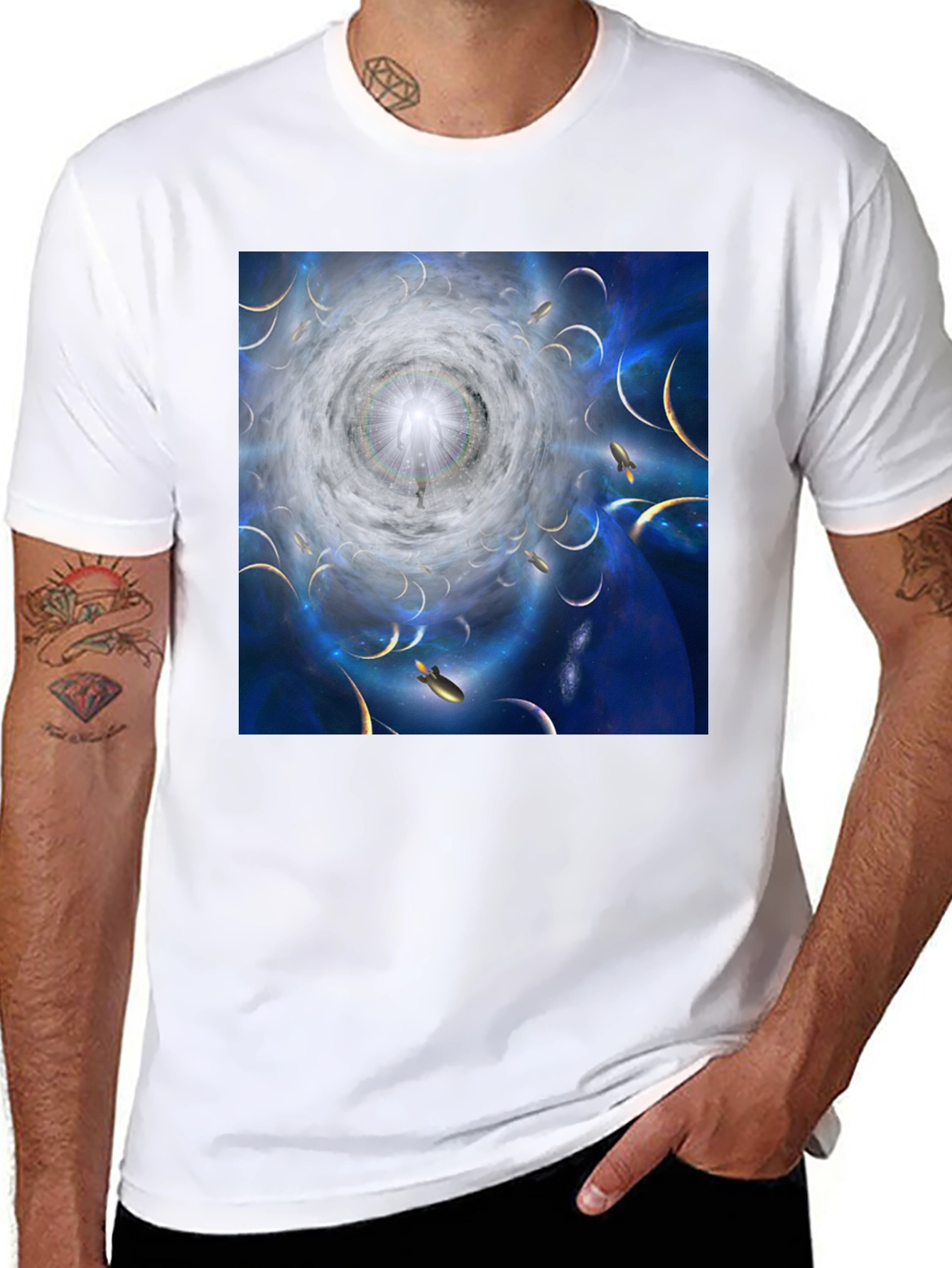 Black Celestial Dreamscape Graphic T-Shirt view 8