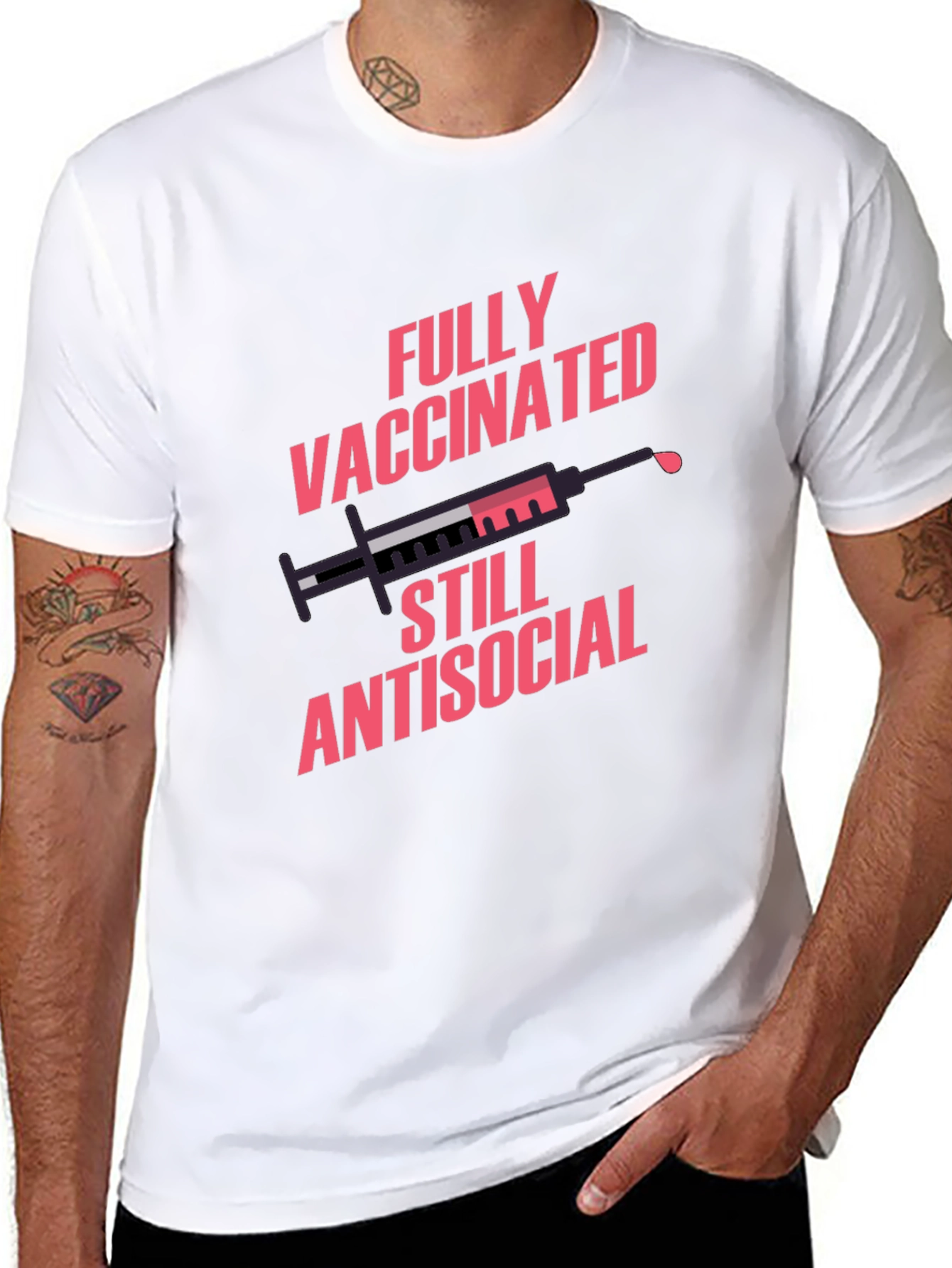 Black Fully Vaccinated Antisocial Graphic Tee view 8