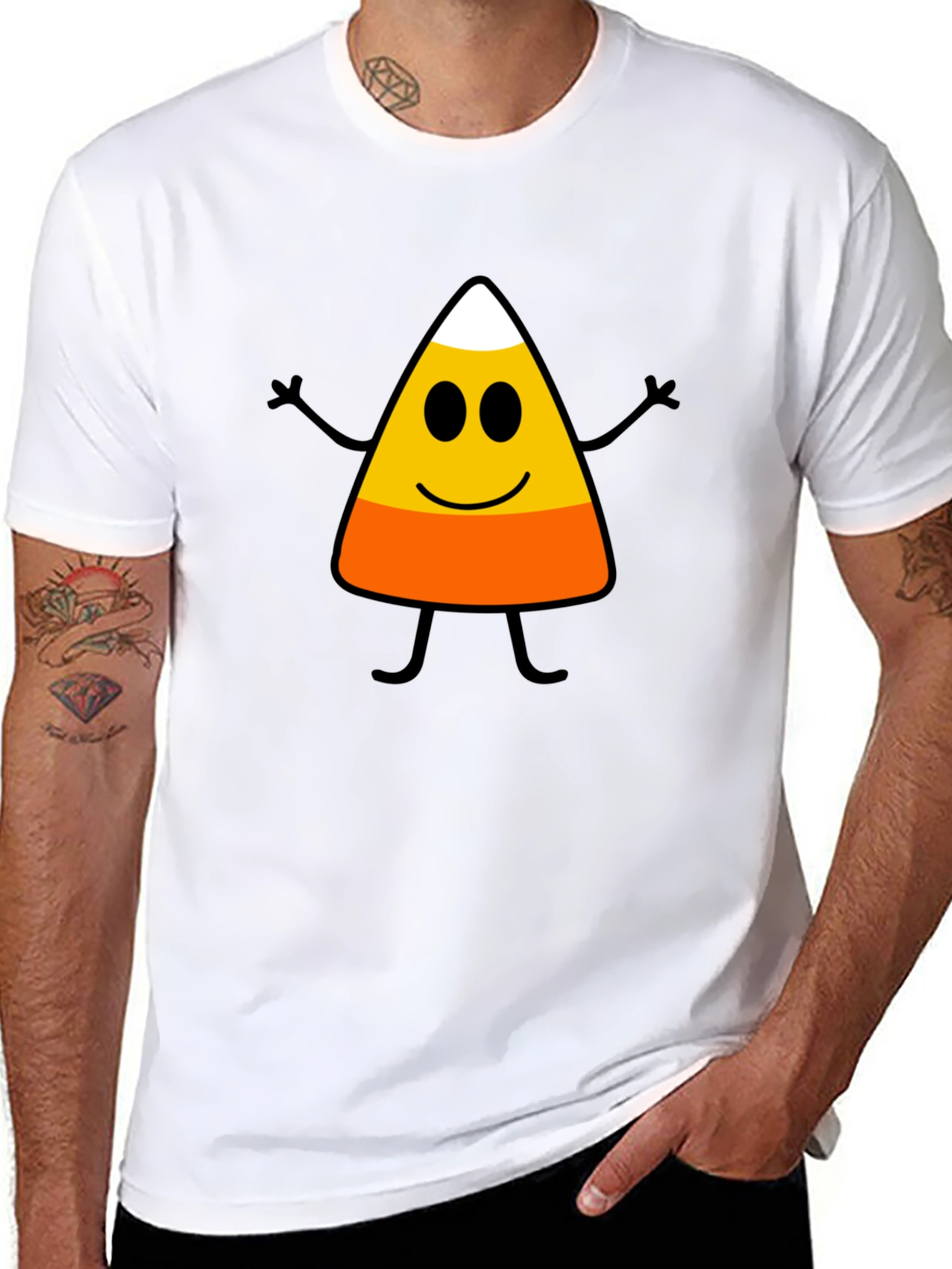 Black Funny Candy Corn Halloween Graphic T-Shirt view 8