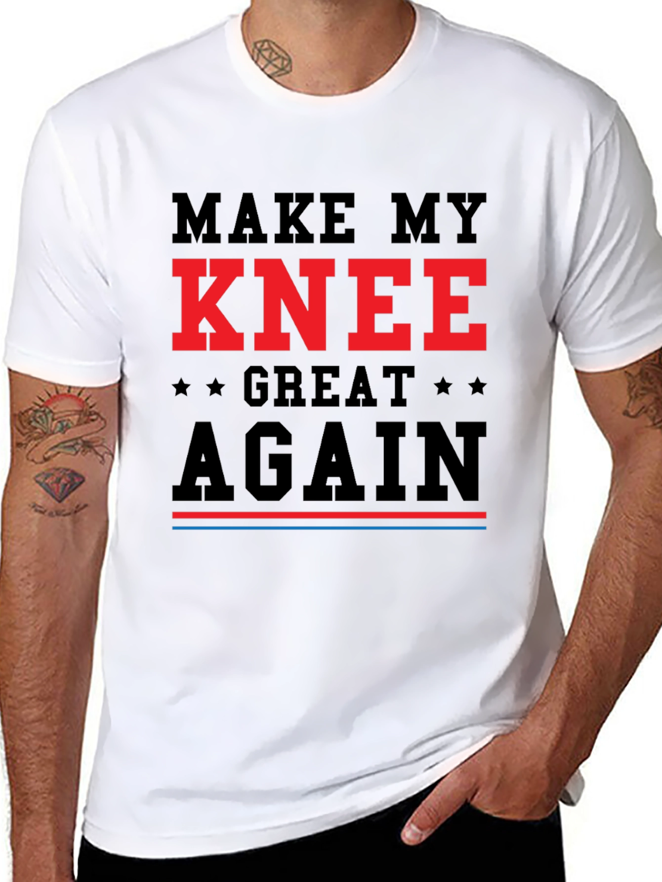 Black Make My Knee Great Again T-Shirt - Funny Recovery Tee view 8