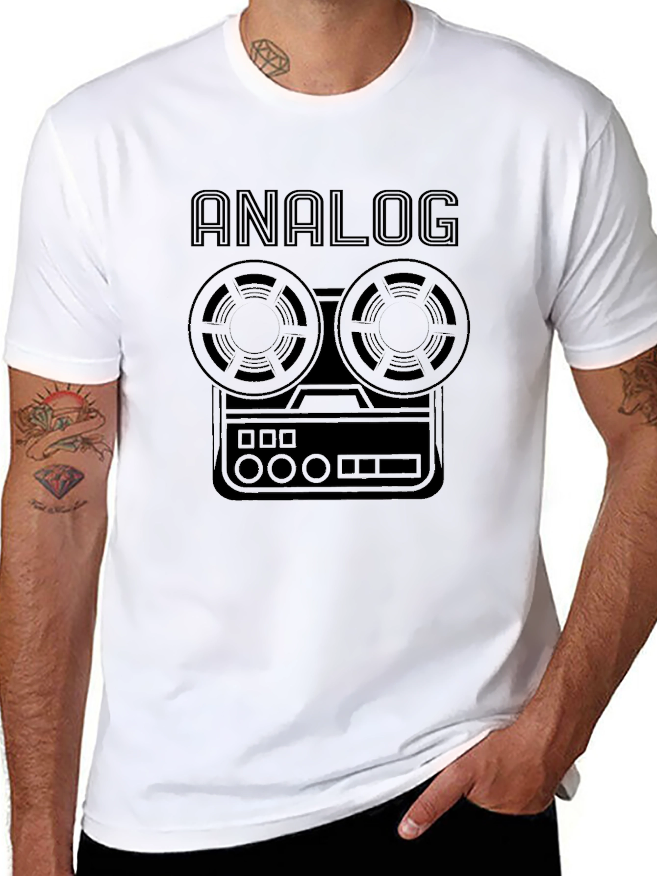 Black Analog Tape Recorder T-Shirt - Retro Music Tee view 8