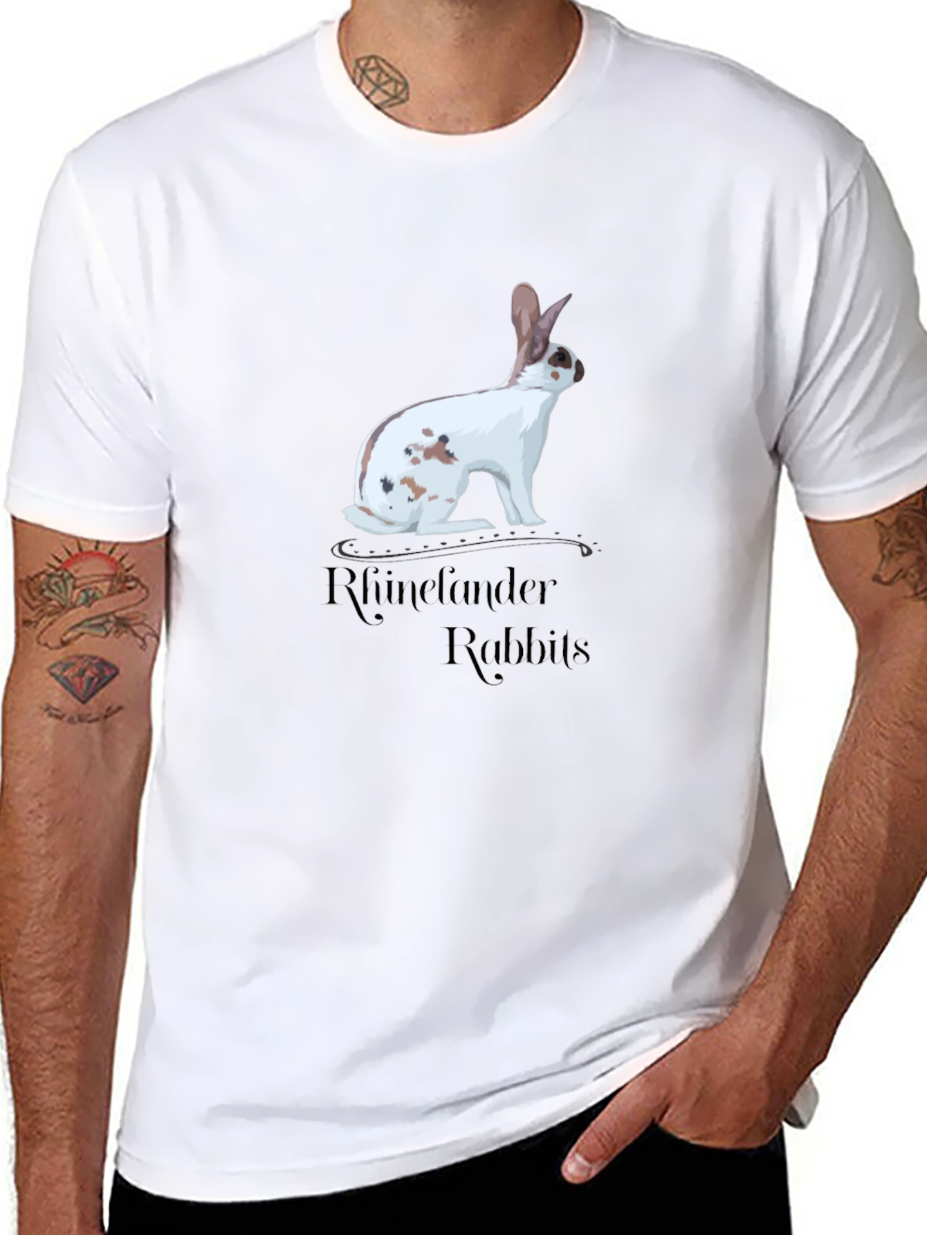 Black Rhinelander Rabbit Graphic Tee - Black Cotton T-Shirt view 8