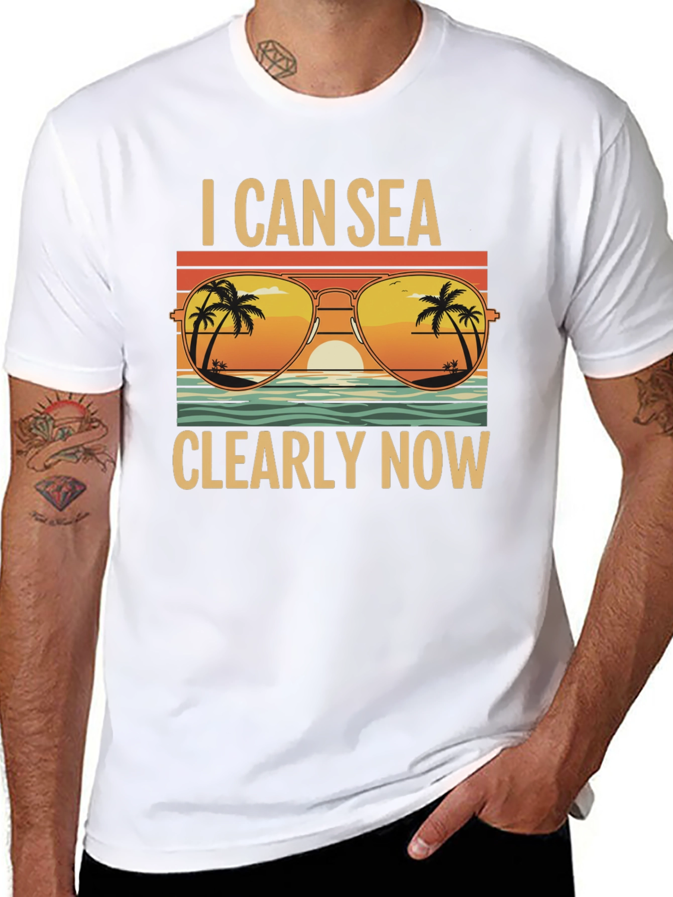 Black I Can Sea Clearly Now T-Shirt: Coastal Vibes Tee view 8