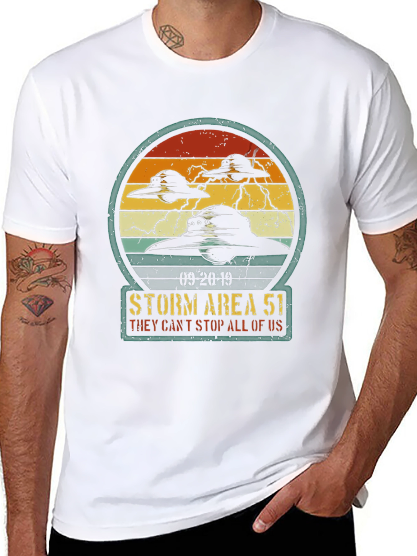 Black Storm Area 51 Graphic Tee - They Can't Stop All of Us T-Shirt view 8