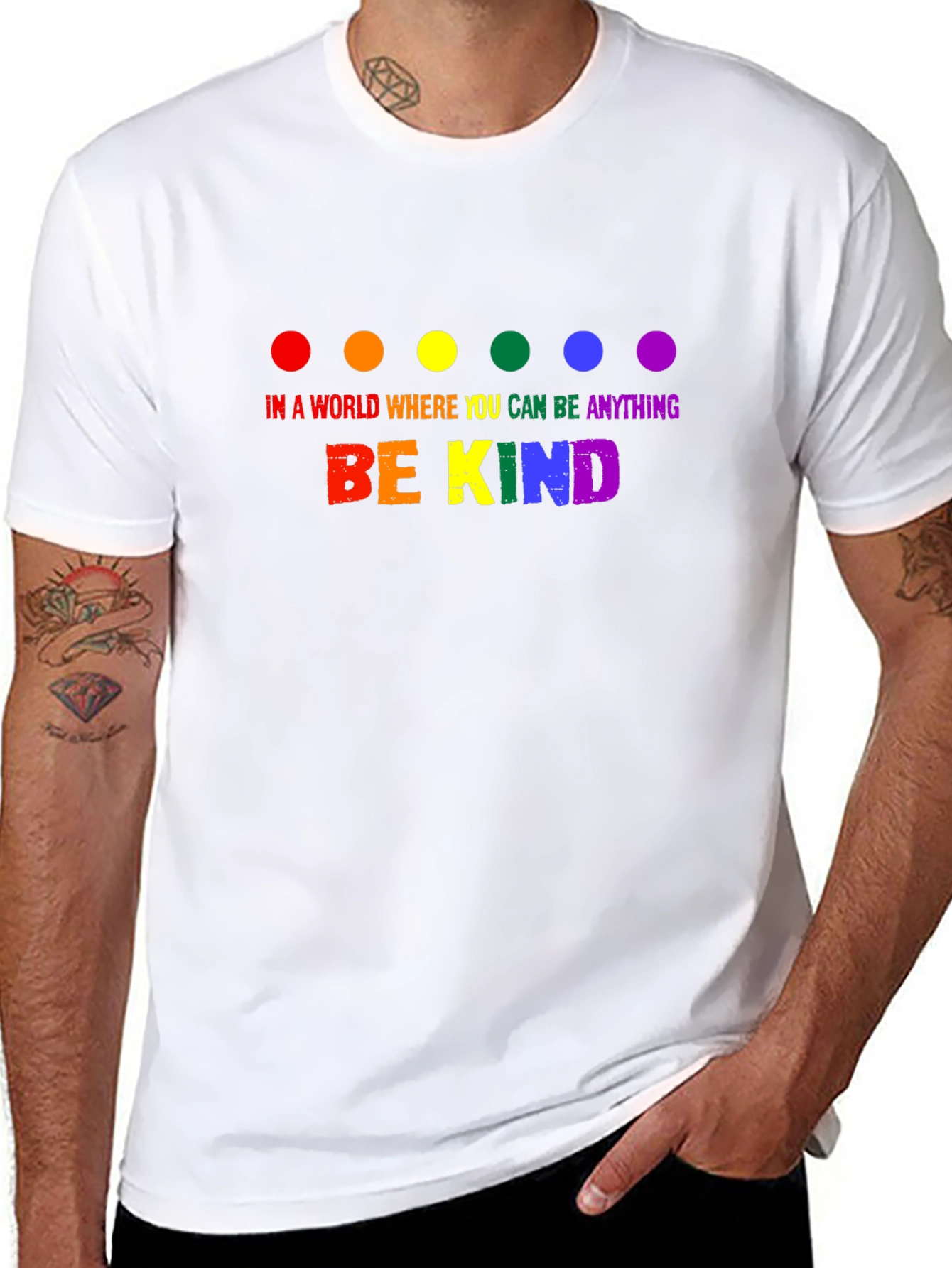 Black Be Kind Rainbow Graphic Tee view 8