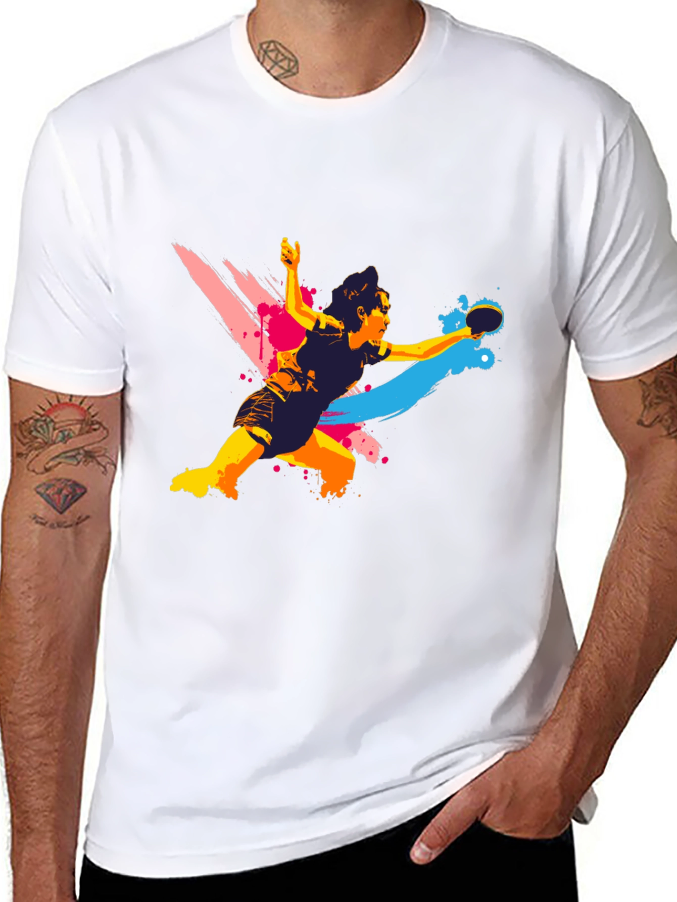 Black Ping Pong Player Graphic T-Shirt view 8