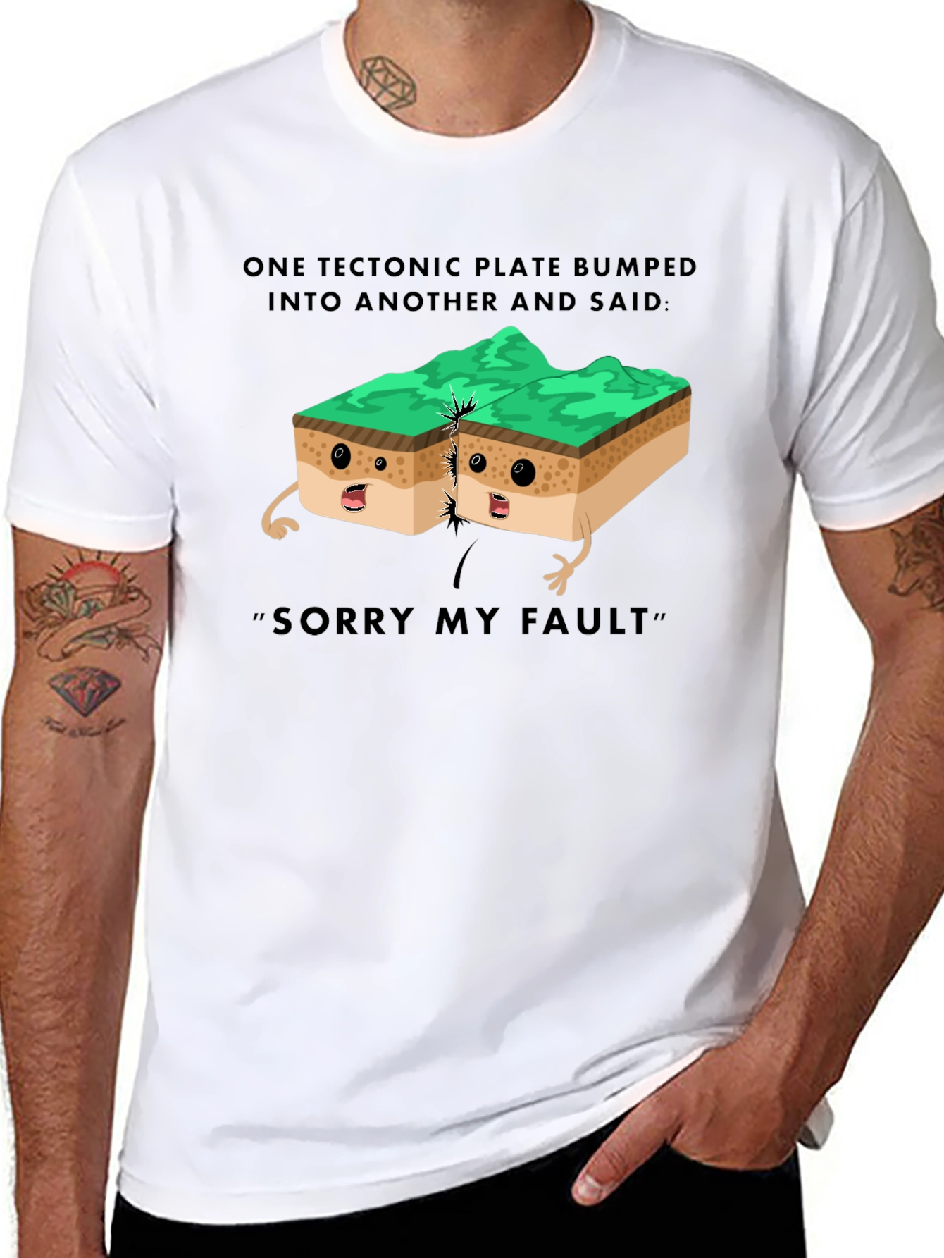 Black Tectonic Plate Humor T-Shirt, Geology Pun Tee view 8